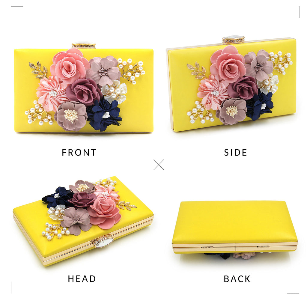 Evening Bag for Women, Flower Wedding Evening Clutch Purse Bride Floral Clutch Bag