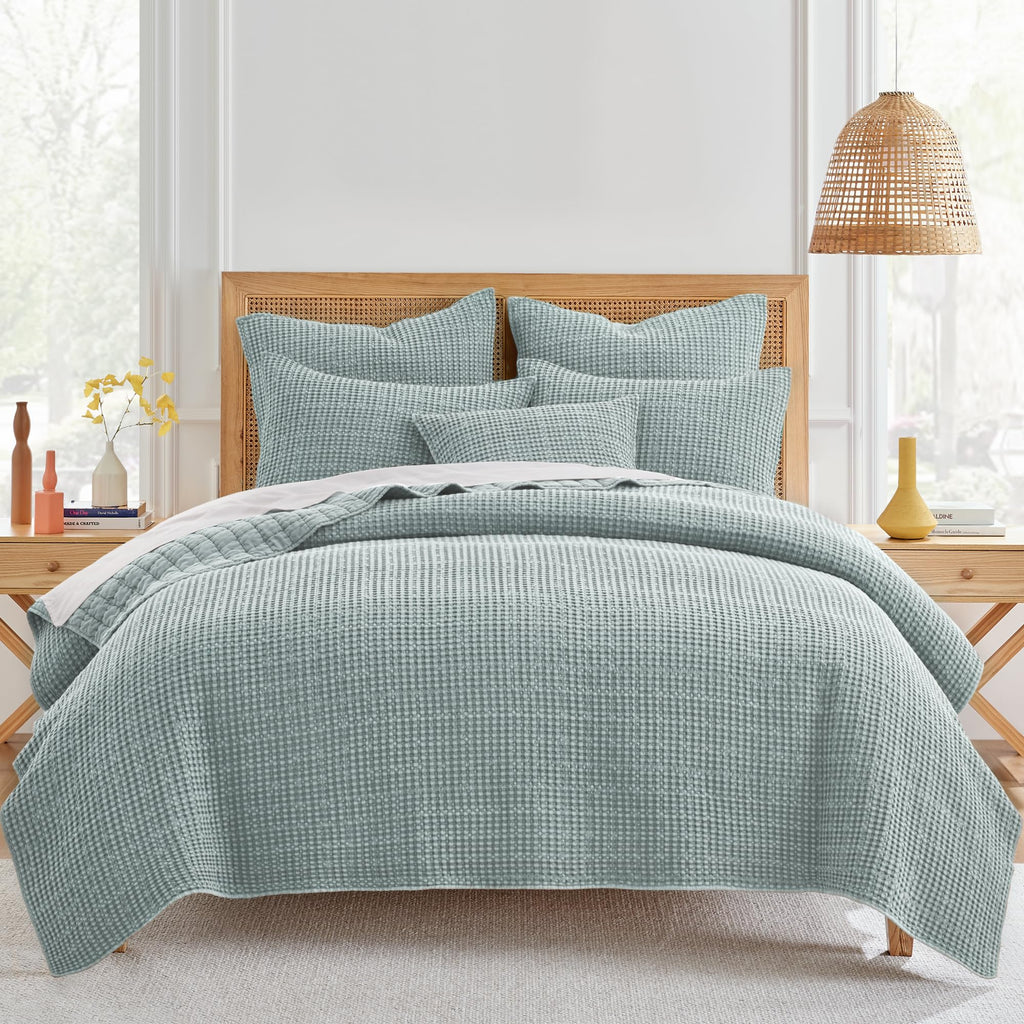 Levtex Home Mills Waffle Twin Bedspread Set (84x104in) with 1 Pillow Sham (26x20in) - Adobe - 100% Cotton Twin Size Bedspread Set - Lightweight, Soft, Pre-Washed