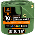 Xpose Safety Canvas Tarp - 10oz Green Canvas Tarps Heavy Duty Water Resistant with Brass Grommets- Multipurpose Outdoor Tarpaulin for Camping, Canopy, Trailer, Equipment Cover 4' x 4'