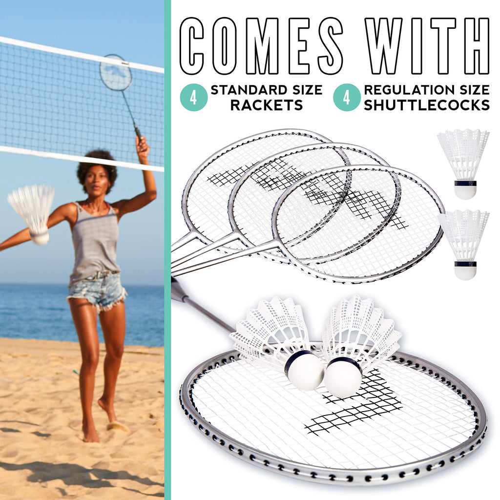 Franklin Sports Badminton Racket + Birdie Set - Replacement Badminton Equipment for Kids + Adults - 2 Player - 4 Player Badminton Racket Sets