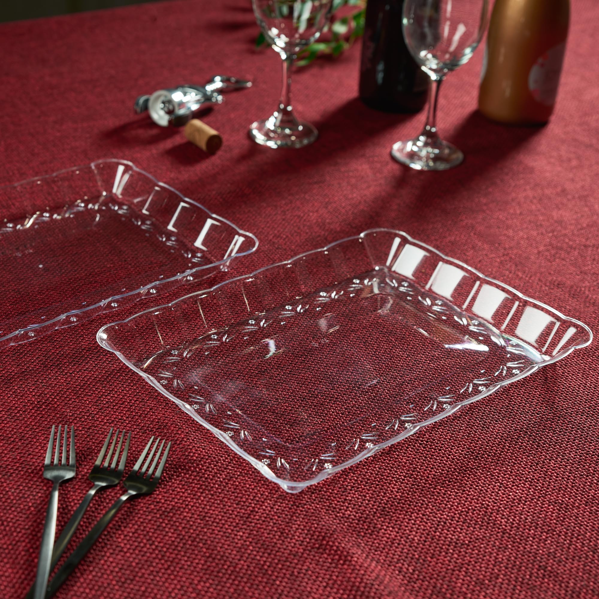 Plasticpro Plastic Serving Trays - Serving Platters Rectangle 9X13 Disposable Party Dish 4 Black Trays