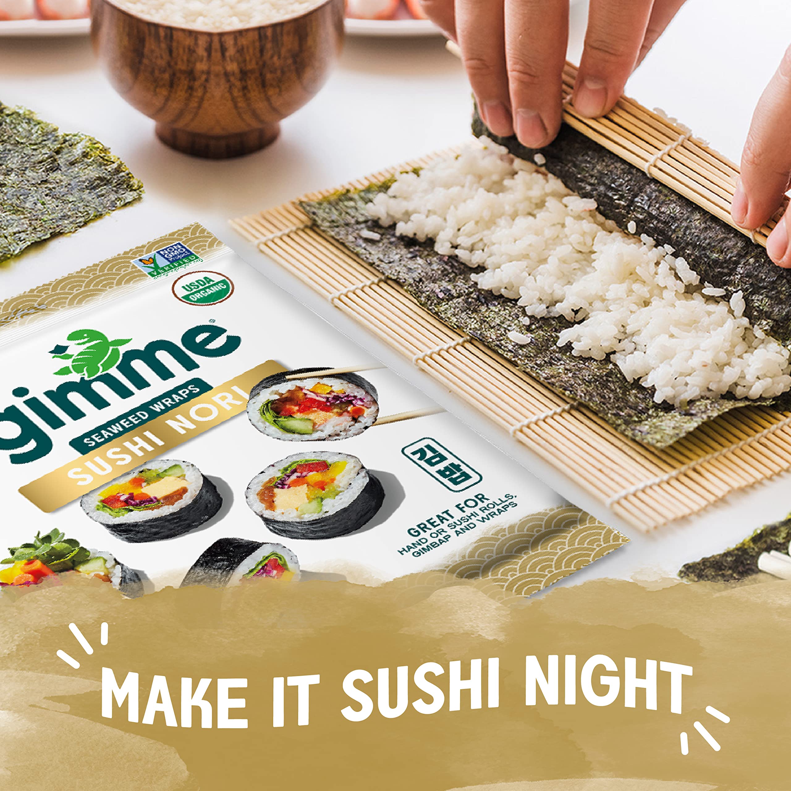 Gimme Seaweed Sushi Nori Premium Organic Roasted Seaweed Sheets, Keto, Vegan, Gluten-Free, Restaurant-style Sushi Nori Sheets 0.81 Ounce (Pack of 1)