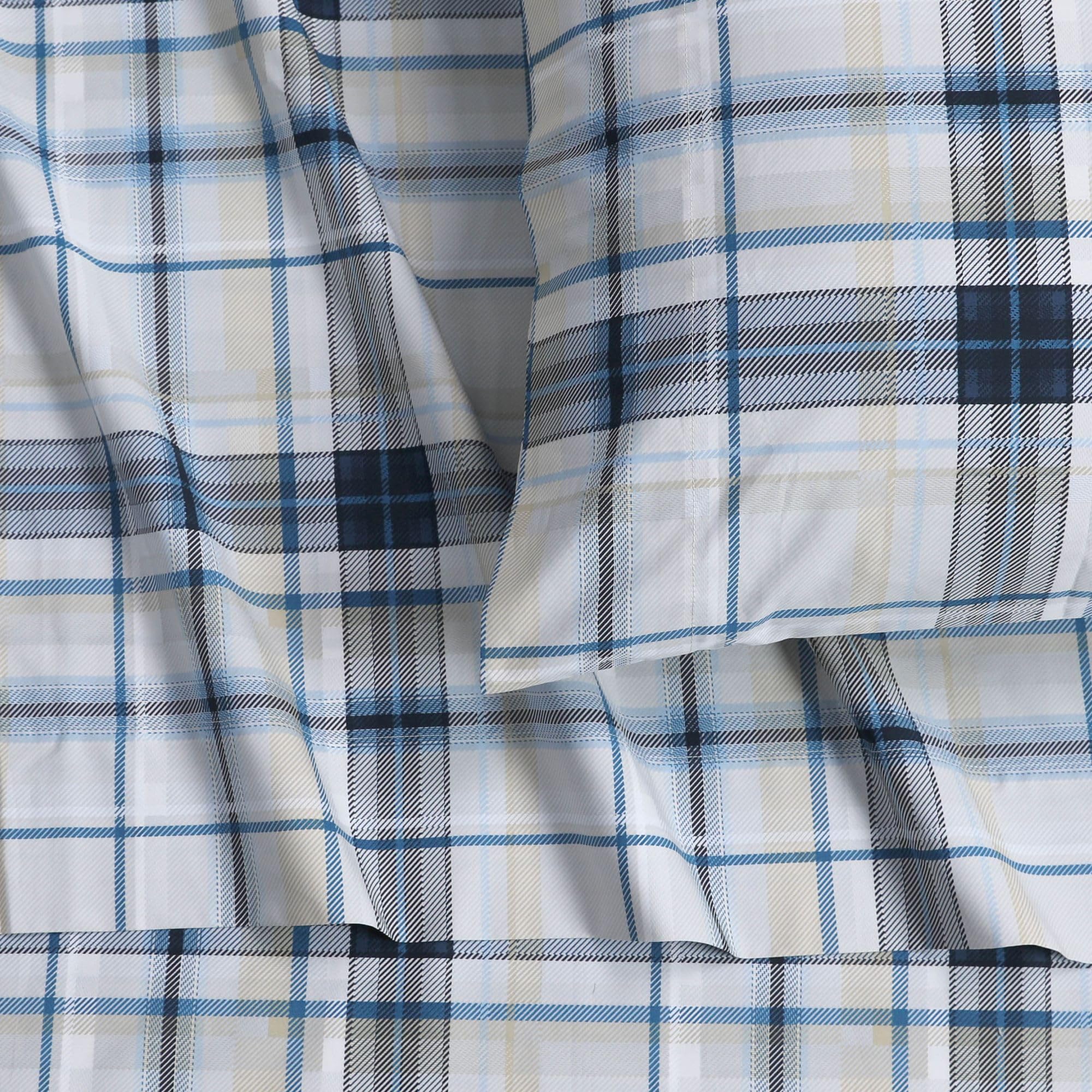 Tribeca Living 1000 Thread Count Egyptian Cotton Sheets King Size - Silky Smooth Sateen Weave for Luxurious Sleep - 22 Inch Deep Pocket 4-Piece Set in Classic Blue