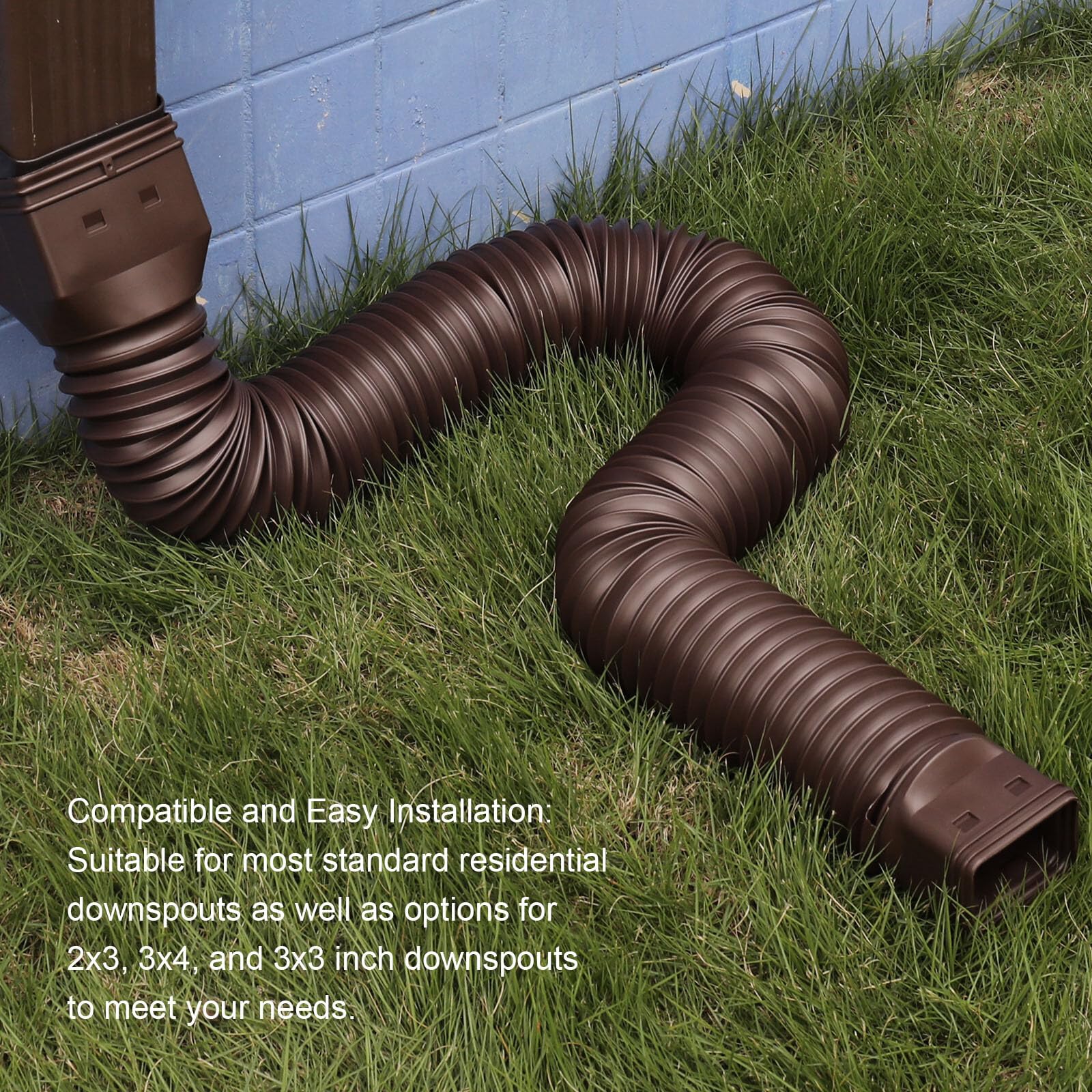 plusgutter 2 Pack Rain Gutter Downspout Extensions, Flexible Downspout Extender with 58"+68" Extendable Pipes for Rain Water Drainage, Durable Down Spout Drain Extension with Connector (Black)
