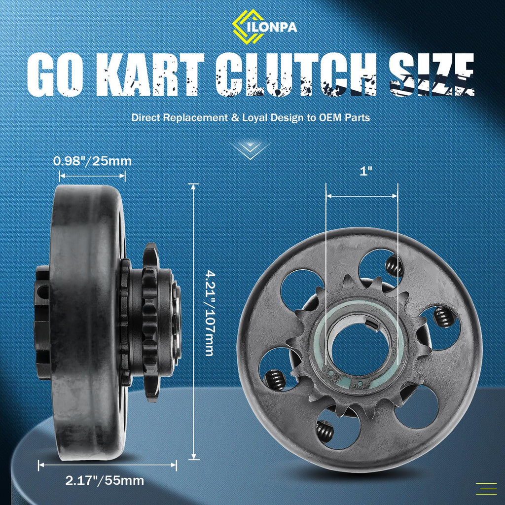 Centrifugal Clutch 1" Bore 14 Tooth Go Kart Mini Bike Clutch with #40/41/420 Chain, fits for Engines with Straight Shaft 2-6.5hp