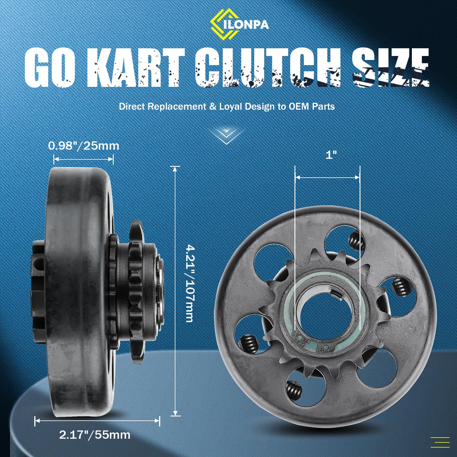 Centrifugal Clutch 1" Bore 14 Tooth Go Kart Mini Bike Clutch with #40/41/420 Chain, fits for Engines with Straight Shaft 2-6.5hp