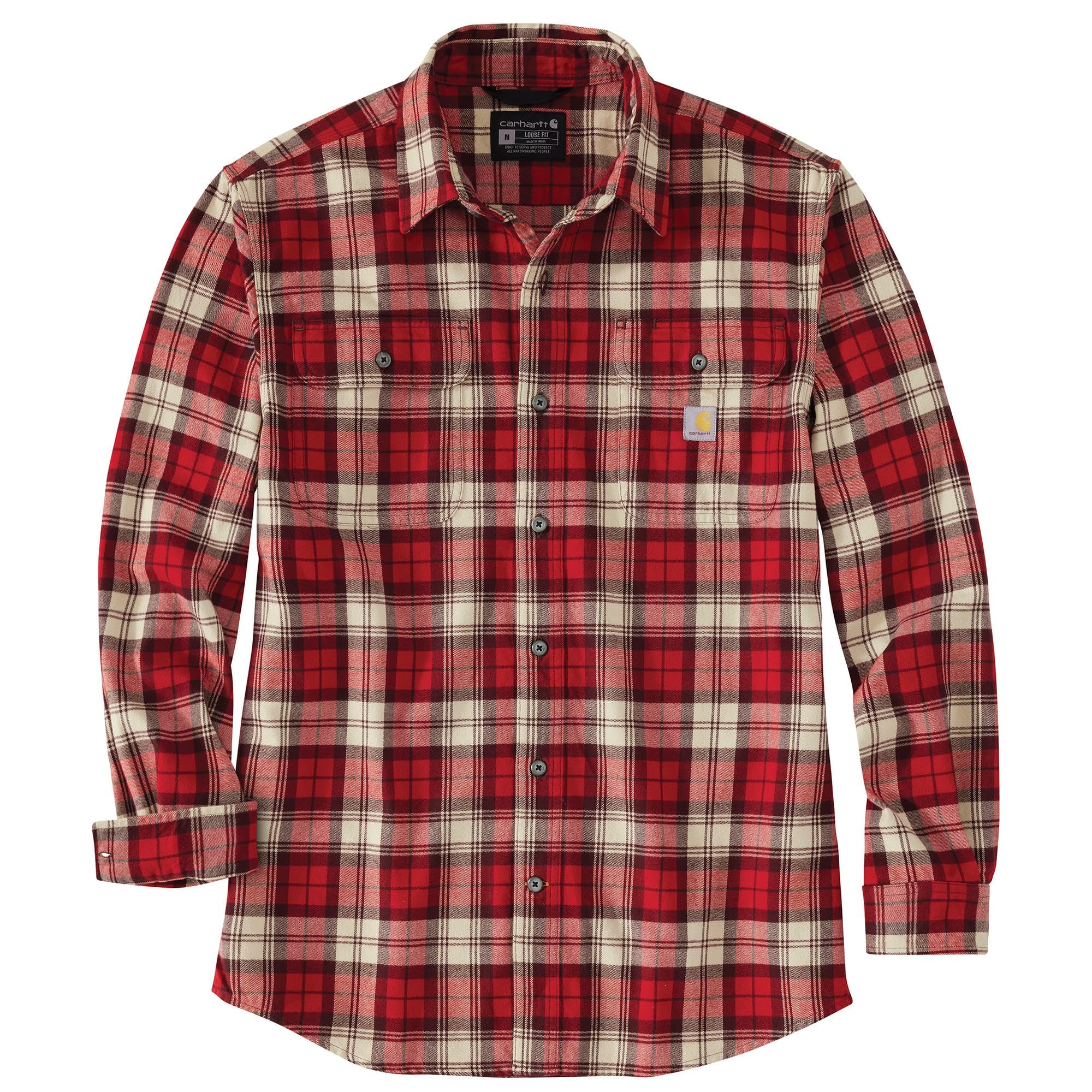 Carhartt Men's Loose Fit Heavyweight Flannel Long-Sleeve Plaid Shirt