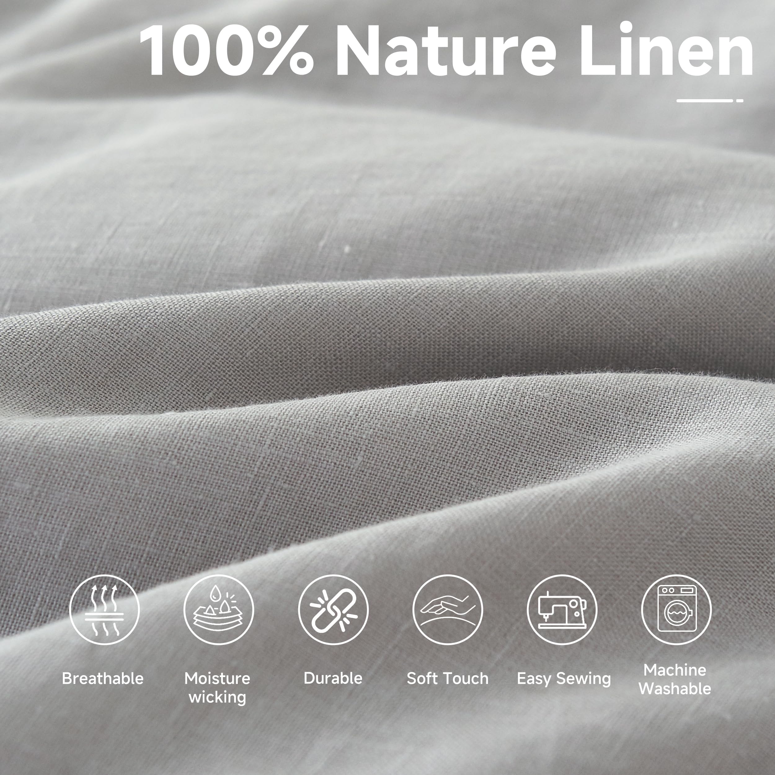 Simple&Opulence 100% Nature Pure Linen Fabric 78 Inch by The Yard, Plain Solid Color Linen Fabric for Sewing, Embroidery, Clothing, Needlework, Bag, Tablecloths, Garments Craft Accessories(Dusty Blue)