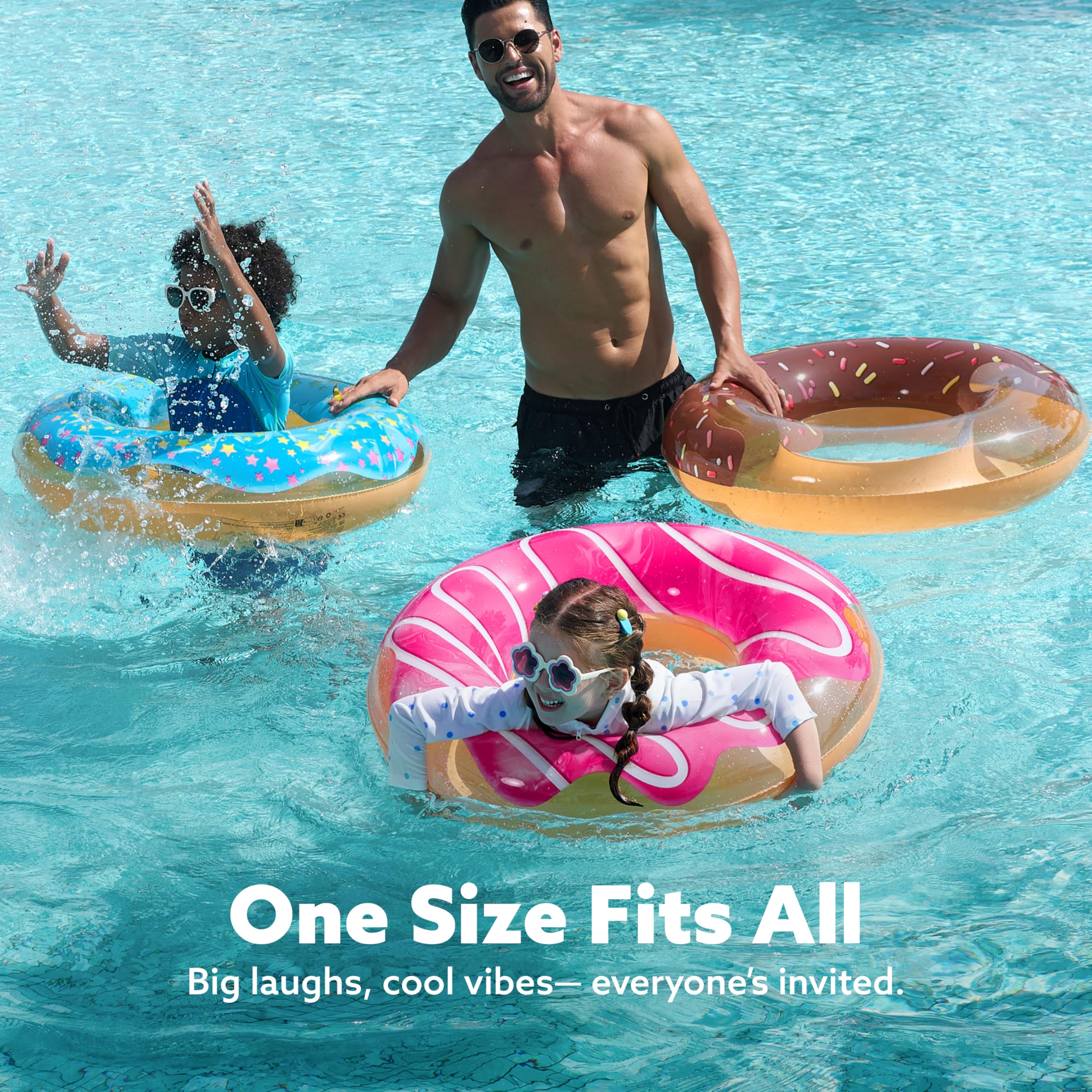 JOYIN Inflatable Swim Tube Raft (3 pack) with Summer Fruits Painting, Pool Toys for Swimming Pool Party Decorations
