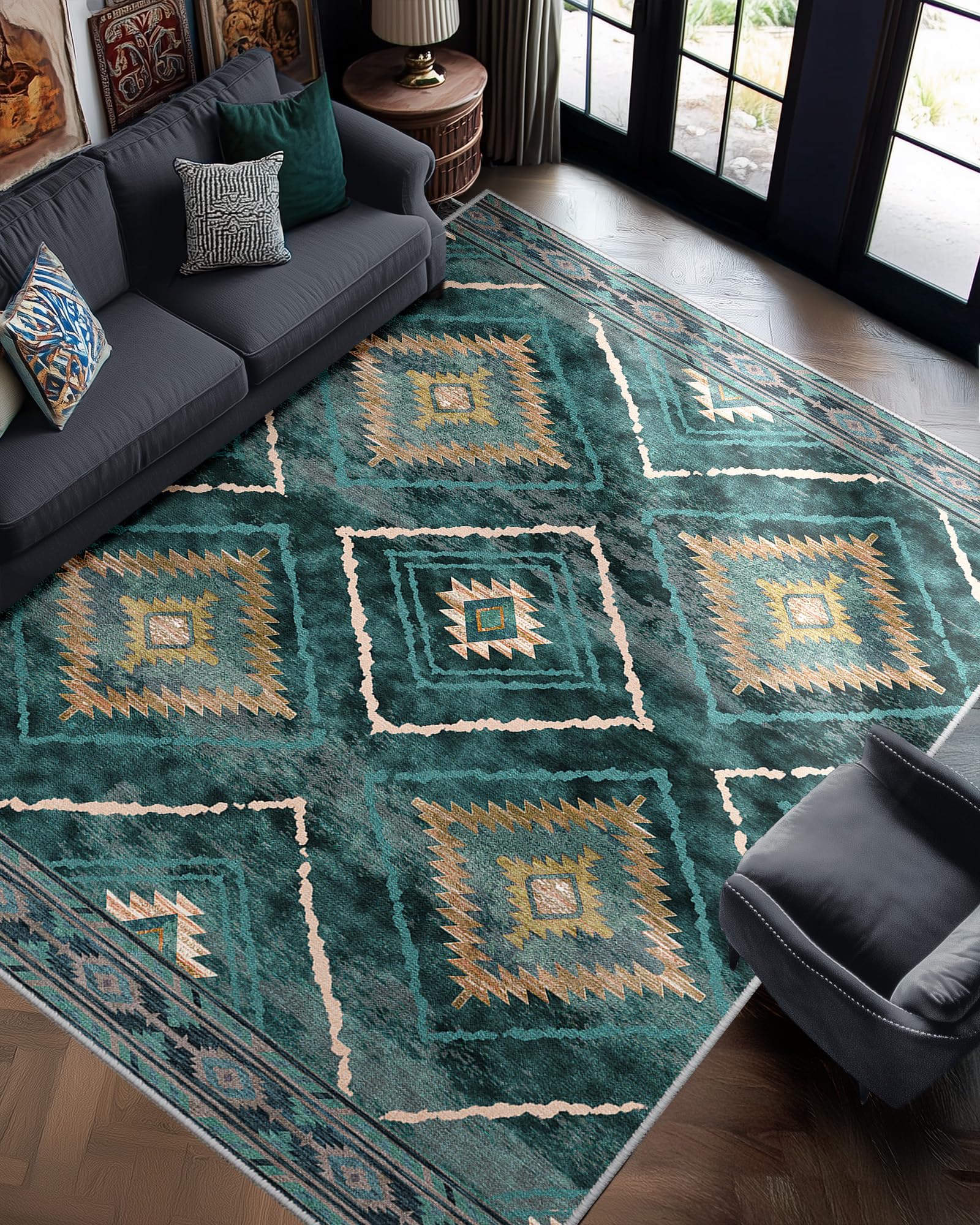 BESTSWEETIE Area Rug 2x3 Rug Machine Washable Non-Slip Low Pile Print Pattern Western Rug for Living Room Bedroom Entryway Tribal Series-Abstract/Cowhide