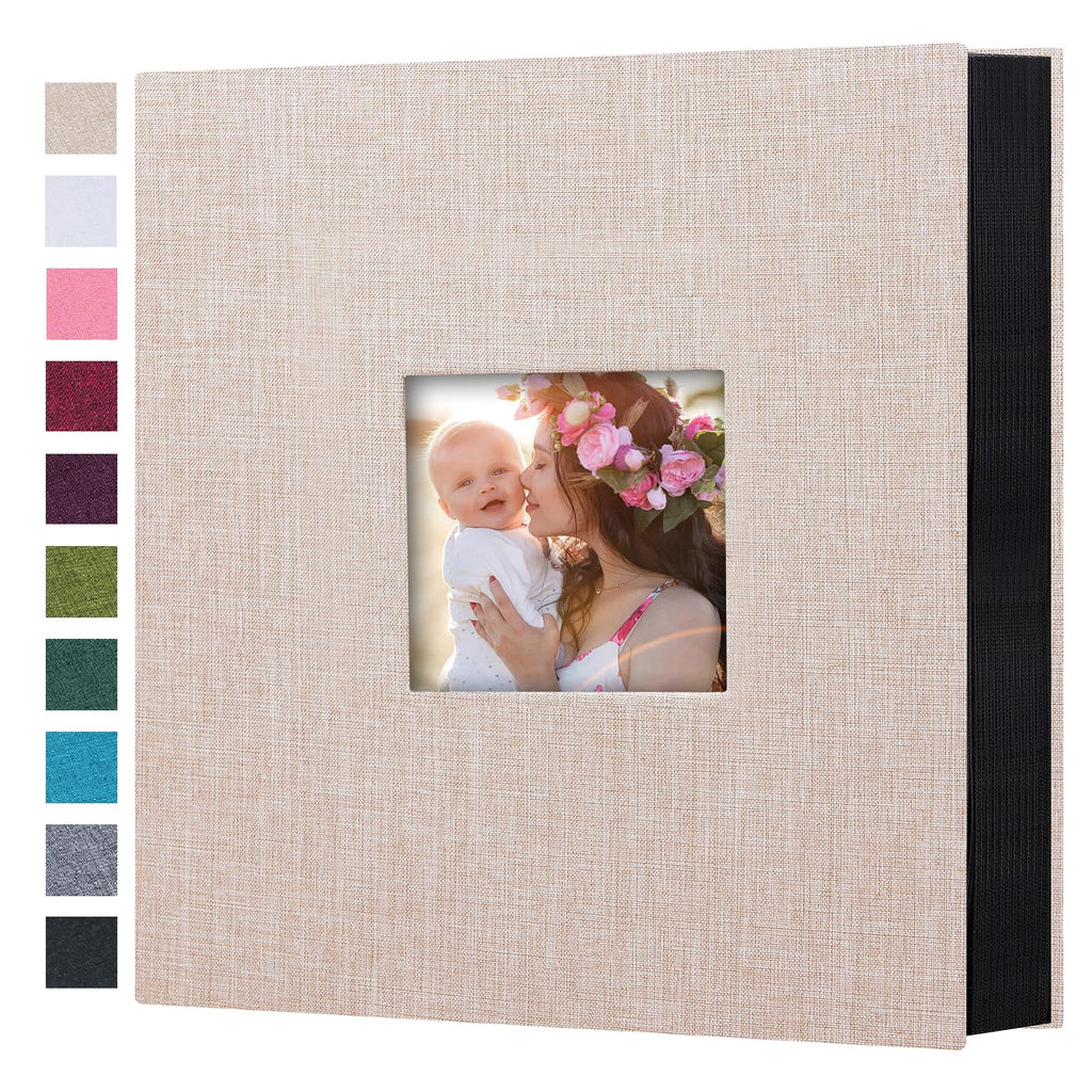 Mublalbum Small Photo Album 4x6 100 Photos Linen Cover Picture Book with Horizontal Pockets for Wedding Family Anniversary and Baby (Beige)