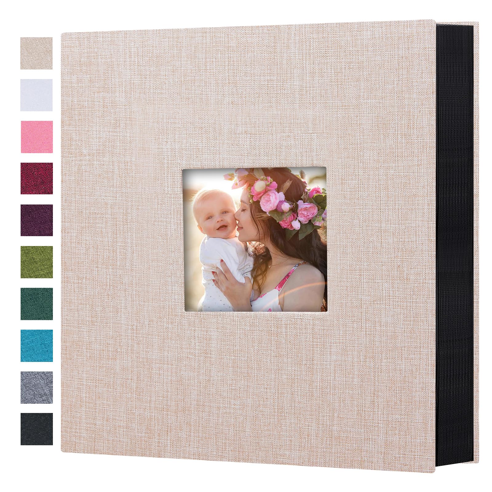 Mublalbum Small Photo Album 4x6 100 Photos Linen Cover Picture Book with Horizontal Pockets for Wedding Family Anniversary and Baby (Beige)