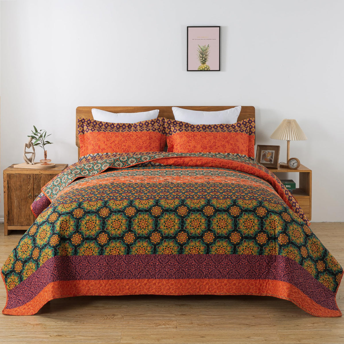 HoneiLife Quilt Sets Twin Size - 2 Piece Microfiber Quilts Reversible Bedspreads Patchwork Coverlets Floral Bedding Set All Season Quilts with Blue and White Porcelain Pattern