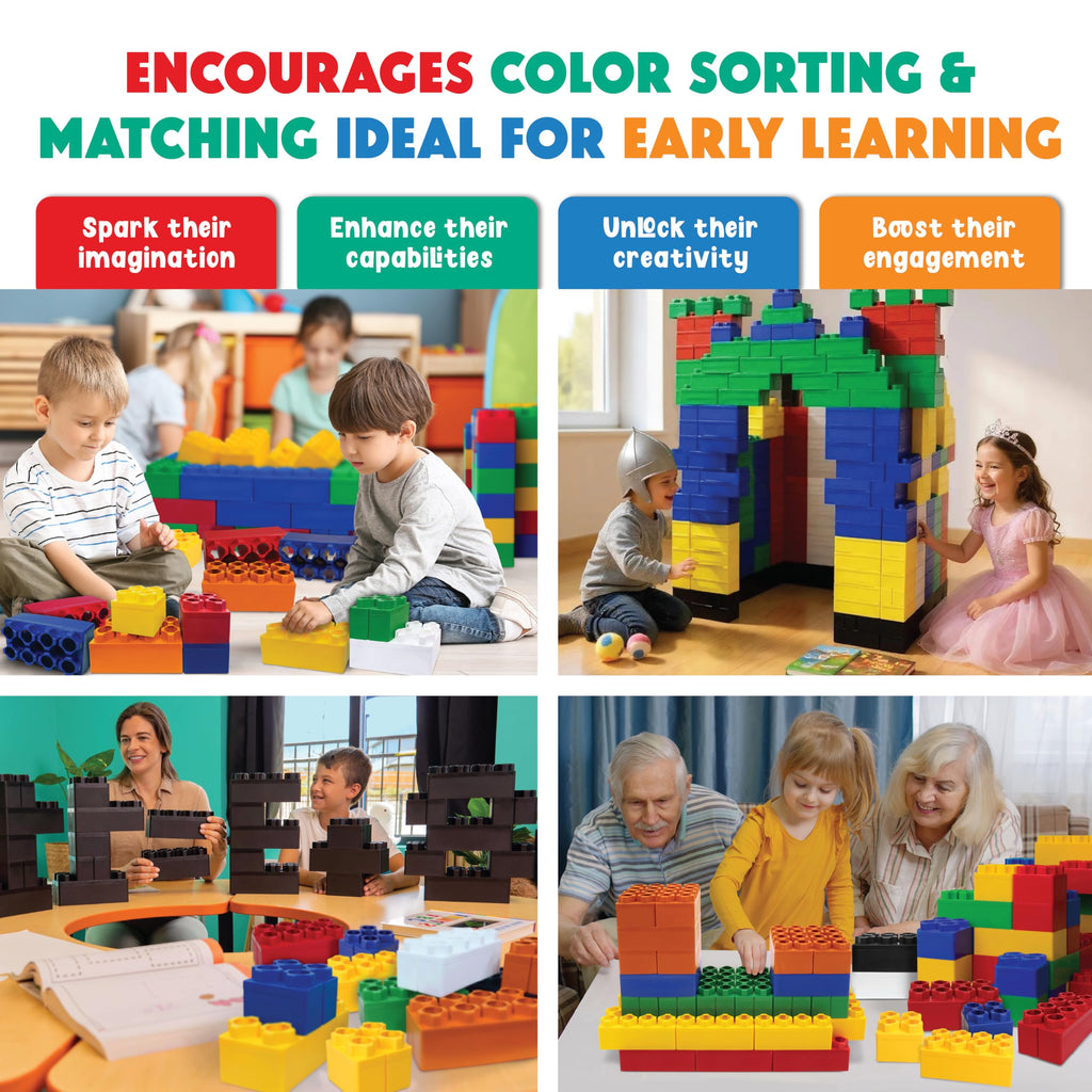 BiggoBlocks Large Building Blocks for Kids Ages 3-8 – 288 Piece Mega Set – Indoor & Outdoor STEM Toy for Boys & Girls