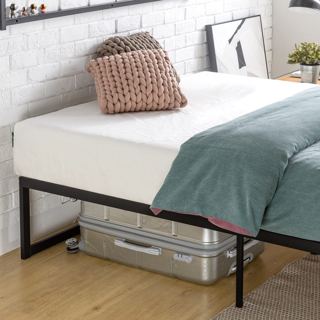 Zinus ABEL 14 Inch Platform Bed Frame, Steel Slat Support, Easy Assembly, No Box Spring Needed, Eco Friendly WonderBox(TM) Packaging, Black, Twin