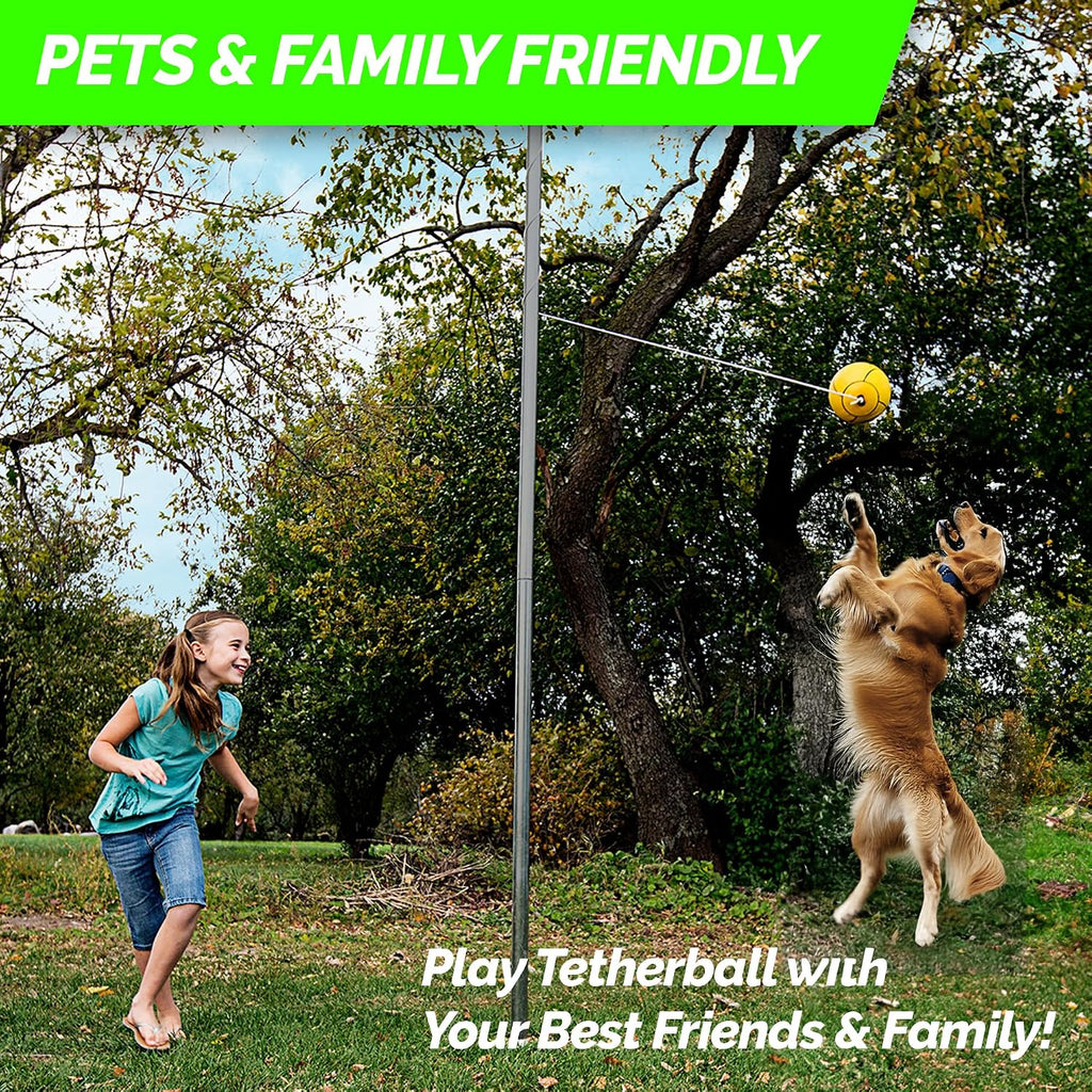 STERLING Sports Premium Tetherball Set Heavy Duty Tether Ball, Rope and Pole Set, 10-1/2' Tall for Outdoor Backyard