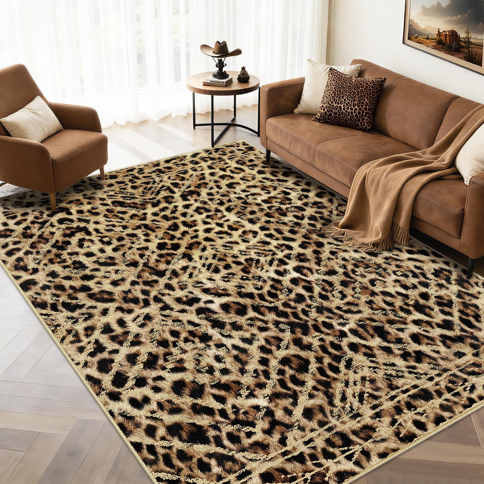 BESTSWEETIE Area Rug 2x3 Rug Machine Washable Non-Slip Low Pile Print Pattern Western Rug for Living Room Bedroom Entryway Tribal Series-Abstract/Cowhide