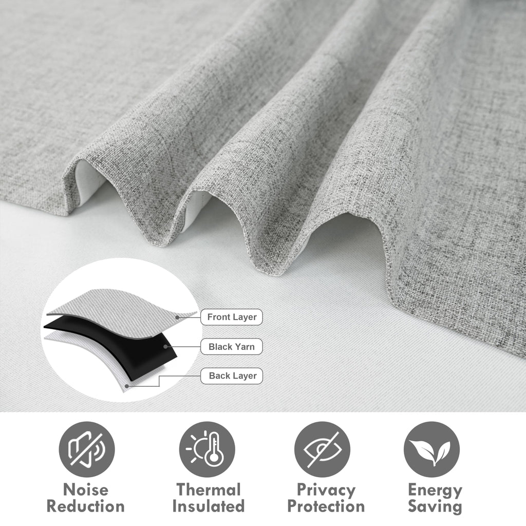 DriftAway Double Layer Linen Blackout Tie Up Curtains Thermal Insulated Fully Lined Balloon Roman Shade Bathroom Window Adjustable Rod Pocket for Small Window 25 Inch by 47 Inch Beige
