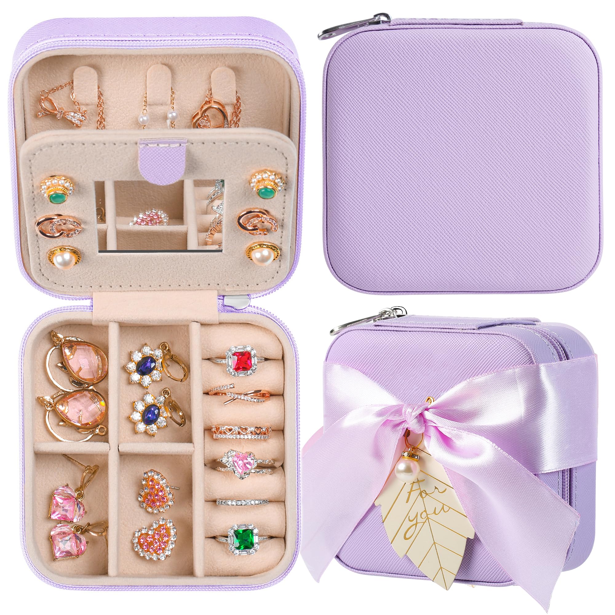 AYGXU Travel Jewelry Box for Women and Girls - Small Case With Initial A-Z - Teacher Gifts