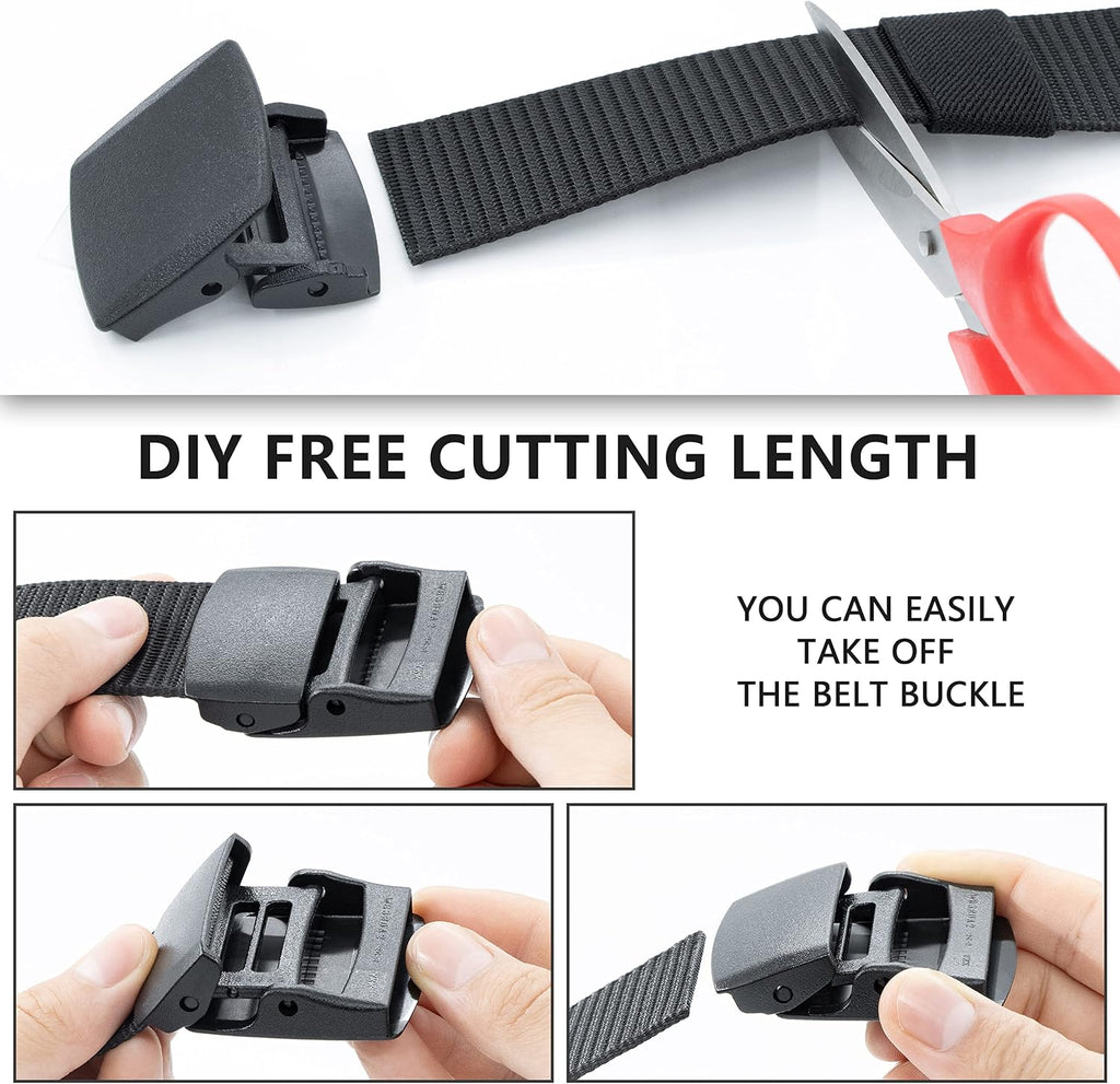LXMY Work Belts for Men,Belts for Men,Adjustable Nylon Canvas Fabric Golf Belt,No Metal Buckle, Fast Pass Through the Airport Security,Suitable for Work and Travel