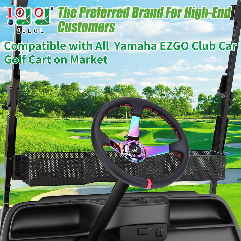10L0L Golf Cart Steering Wheel, 13' Universal Fit for EZGO TXT/RXV, Club Car DS/Precedent, Yamaha G2-G29 (Carbon Black)