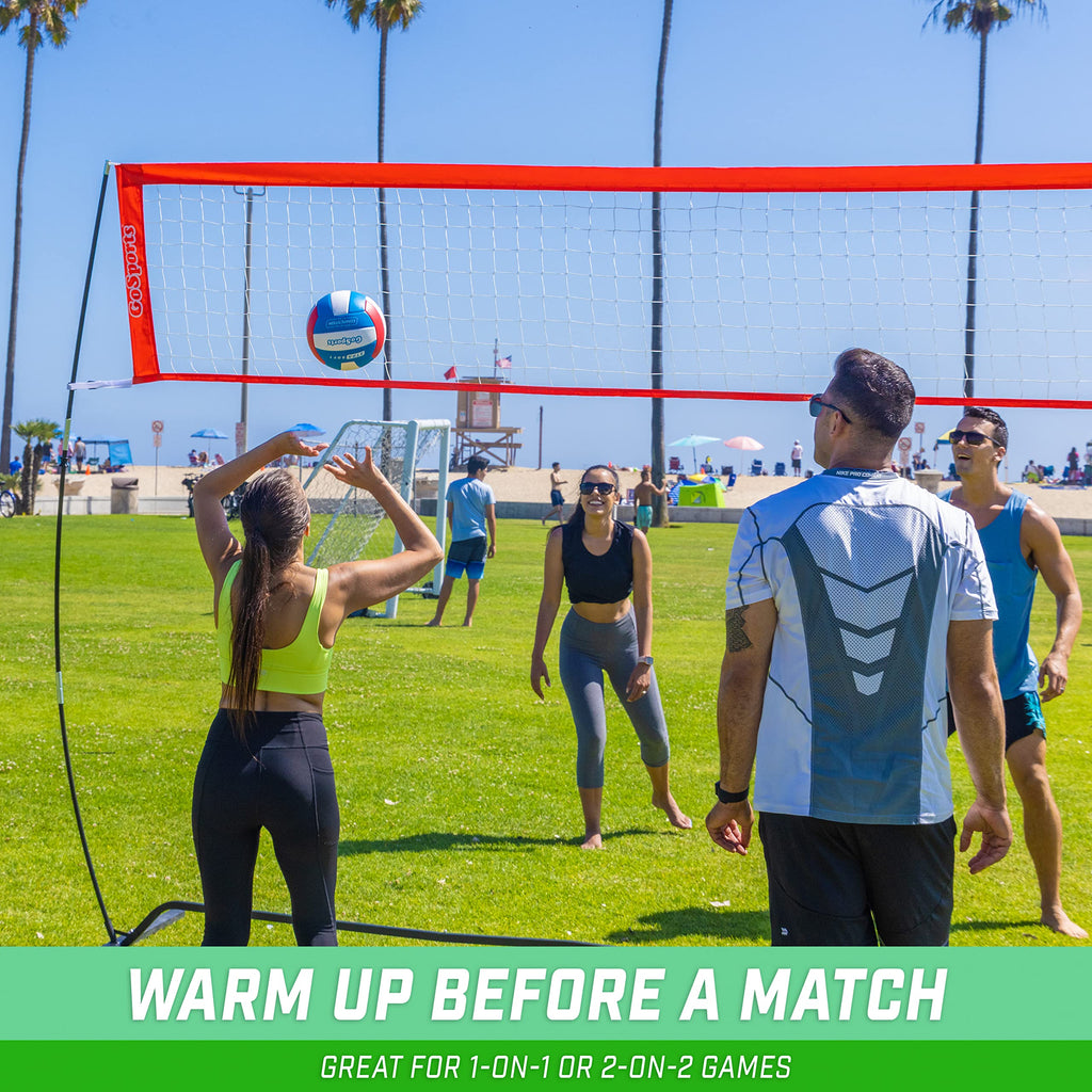 GoSports Freestanding Volleyball Training Net - 12 ft or 20 ft - Indoor our Outdoor Use, Instant Setup, and Height Adjustable