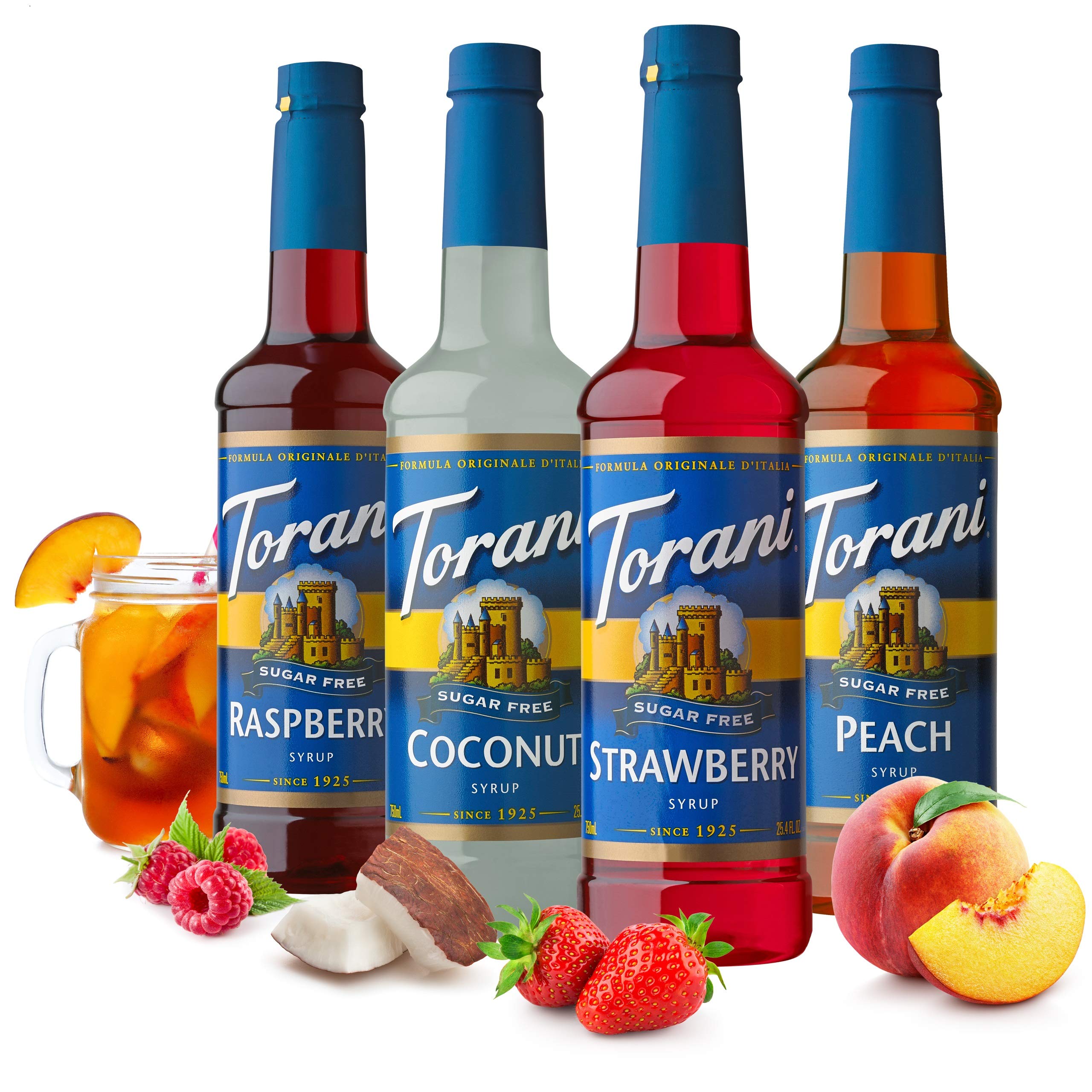 Torani Sugar Free Flavored Drink Syrup Coffee Favorites Variety Pack, Caramel, Peanut Butter Cup, Vanilla & Brown Sugar Cinnamon, 25.4 fl oz (Set of 4)