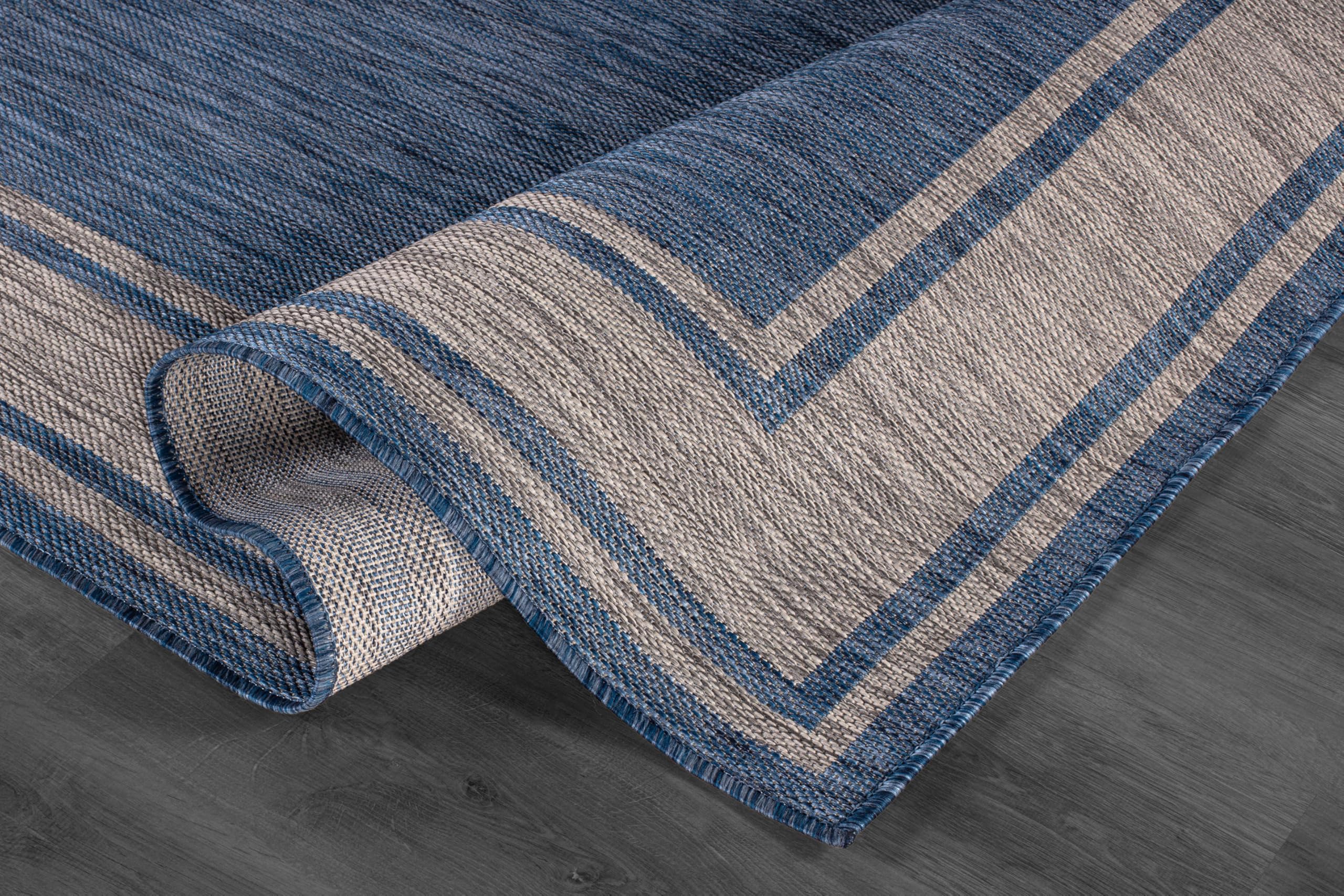 Beverly Rug Outdoor Rug 5x7 Modern Bordered Area Rugs for Indoor and Outdoor Patio Deck Porch Garden Waterproof Weather Sun Resistant Washable Outside Carpet (5 x 7 Beige)