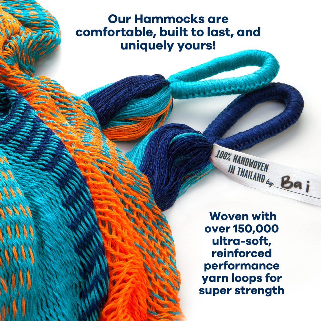 Handwoven Hammock by Yellow Leaf Hammocks - Double Size, Fits 1-2 PPL, 400lb max - Weathersafe, Super Strong, Easy to Hang, Ultra Soft, Artisan Made - Color: Natural Khaki