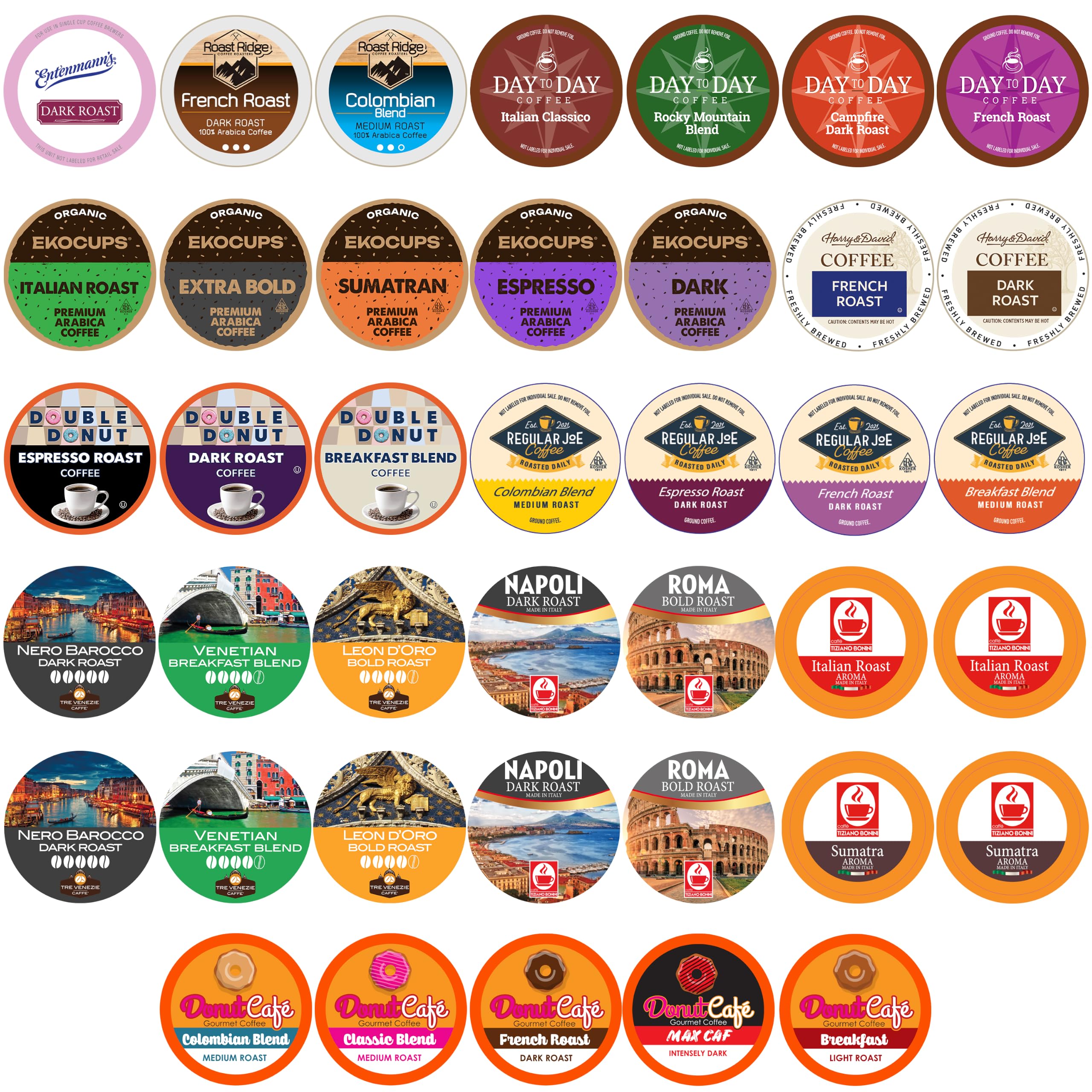 Coffee Variety Sampler, Including Dark Roast, Medium Roast, & Flavored Coffee Pods Variety Pack for Keurig K Cups Machines, Perfect Gift Set, 40 Count(Pack of 1)