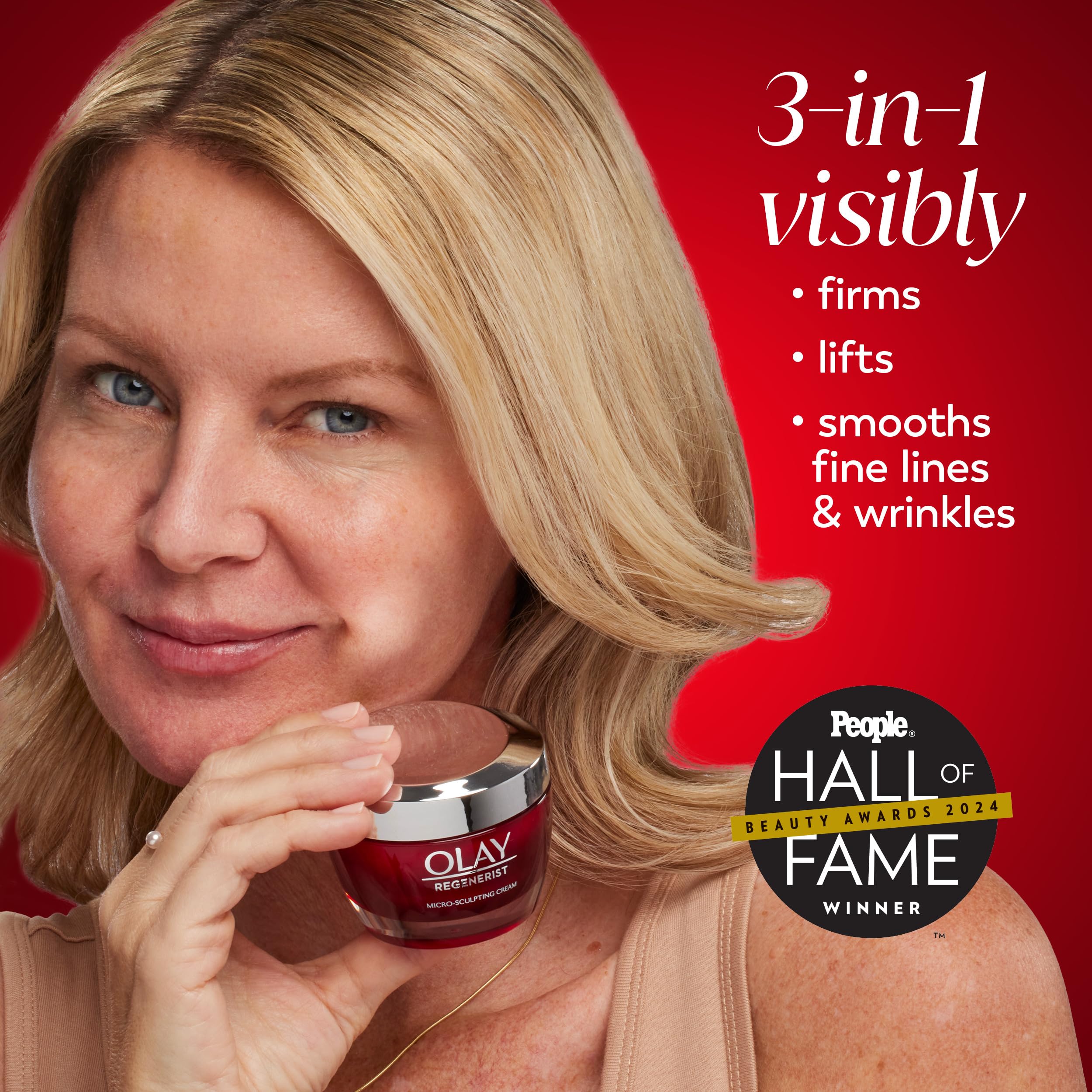 Olay Face Moisturizer, Regenerist Micro-Sculpting Cream for Women, Fragrance-Free - Anti-Aging, Anti-Wrinkle, Firming Skin Care - Triple Collagen Cream, Peptide, Hyaluronic Acid, Niacinamide, 1.7oz