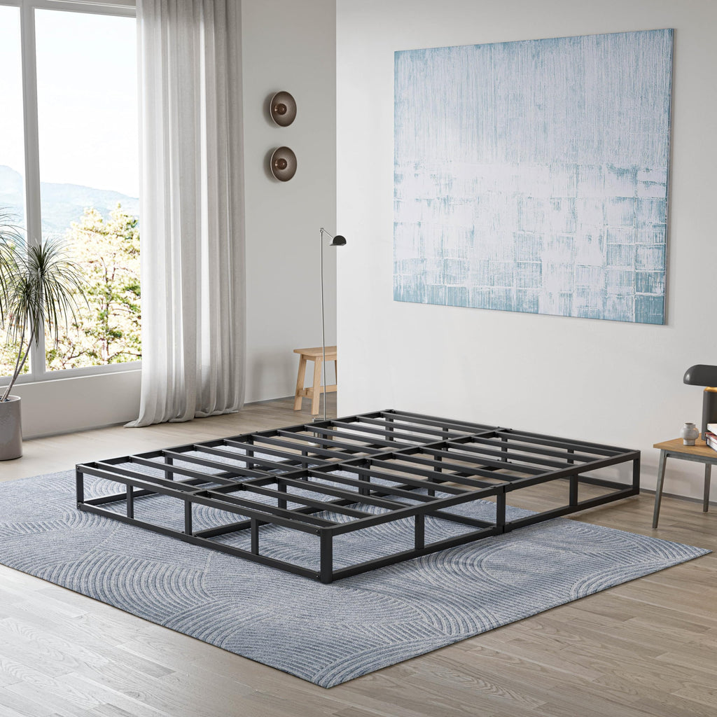 HUEIIS Box Spring Twin Size, 7 Inch Low Profile Metal Frame Mattress Foundation, 3000 lbs Heavy Duty Boxspring with Fabric Cover, Easy Assembly, Noise Free, Non-Slip