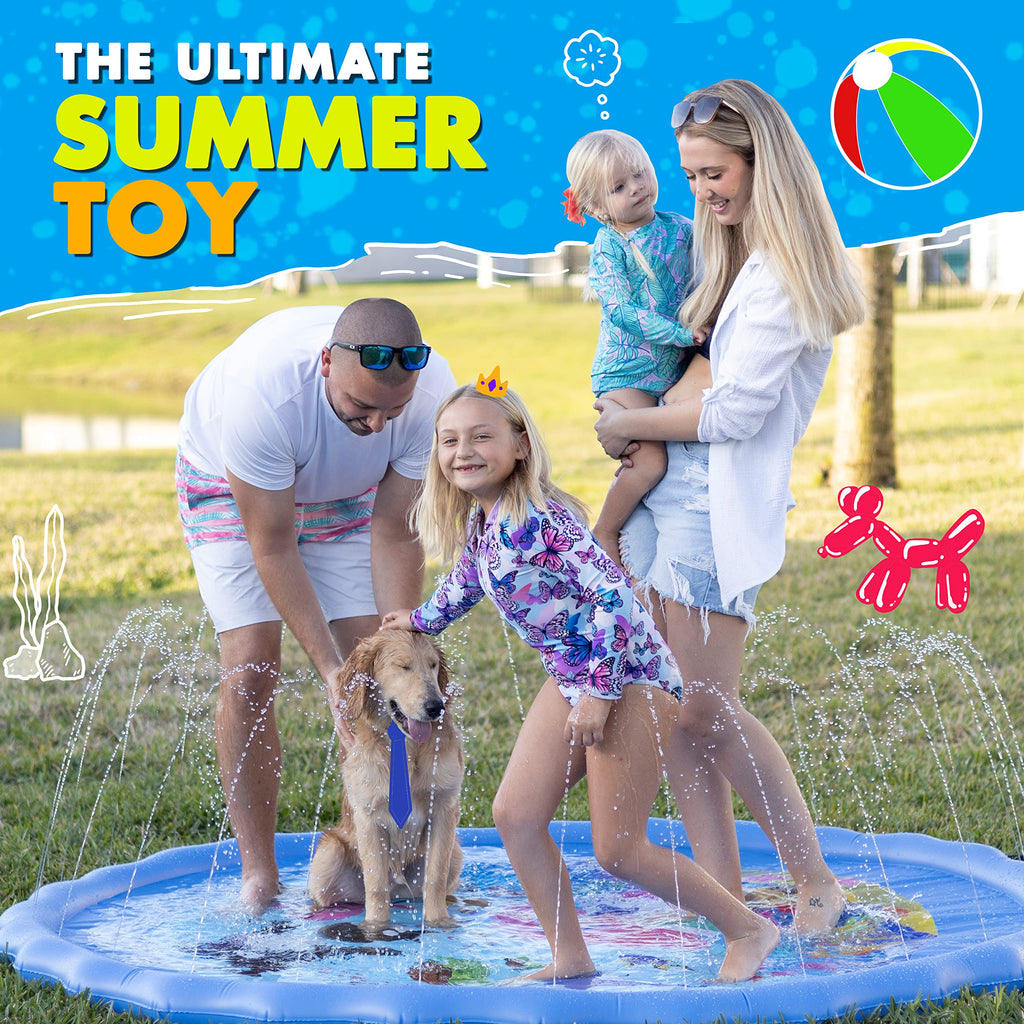 SplashEZ 3-in-1 Splash Pad, Sprinkler for Kids & Baby Pool for Learning – Toddler Sprinkler Pool, 60’’ Outside Water Toys – “from A to Z” Outdoor Play Mat for Babies & Toddlers