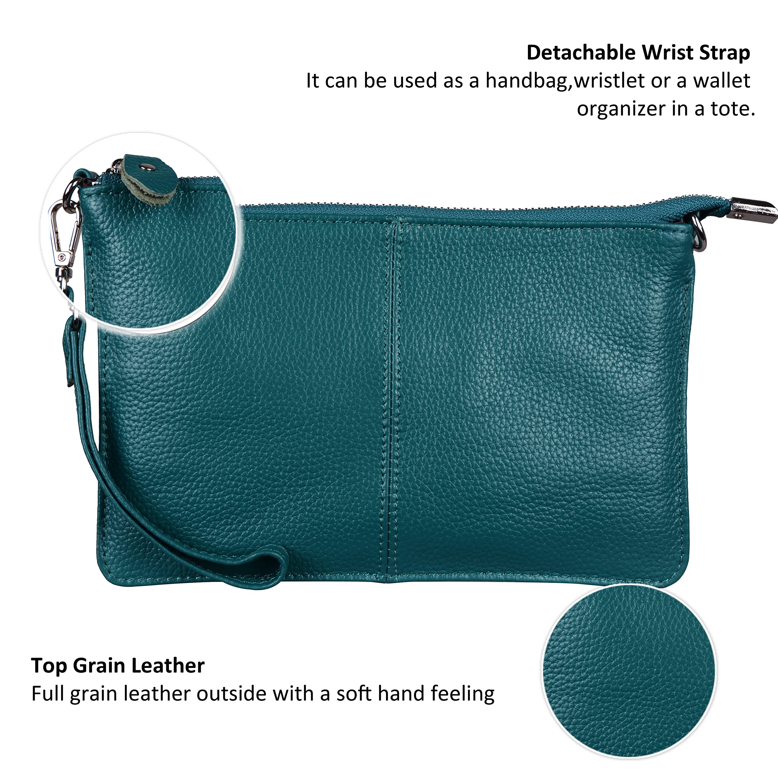 befen Genuine Leather Wristlet Clutch Wallet Purses Small Crossbody Bags for Women with RFID Blocking Card Slots