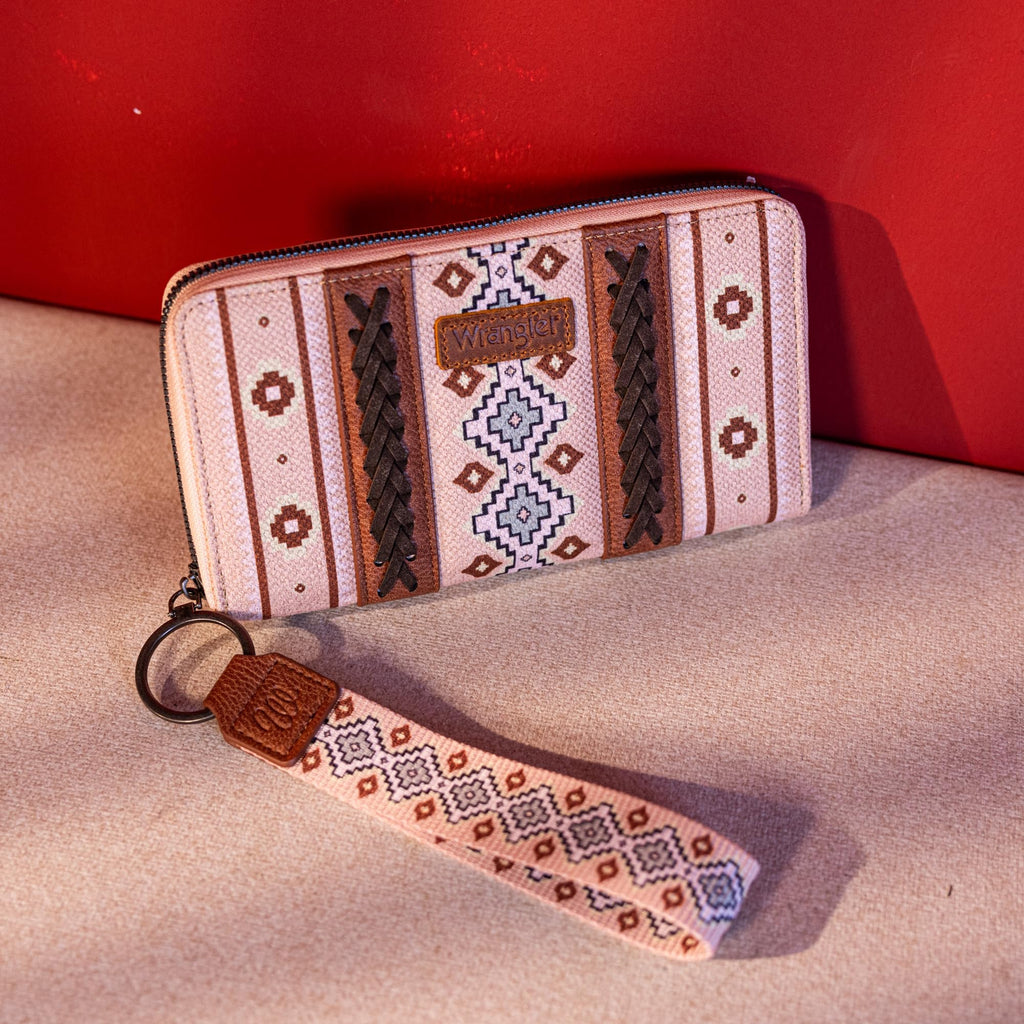 Wrangler Wallet Purse for Women Western Aztec Clutch Wristlet Wallet with Credit Card Holder