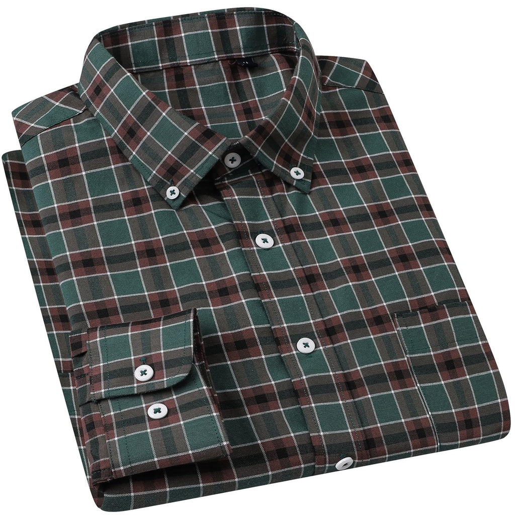 Cromoncent Mens Cotton Oxford Shirt Long Sleeve Button Down Dress Shirts with Pocket