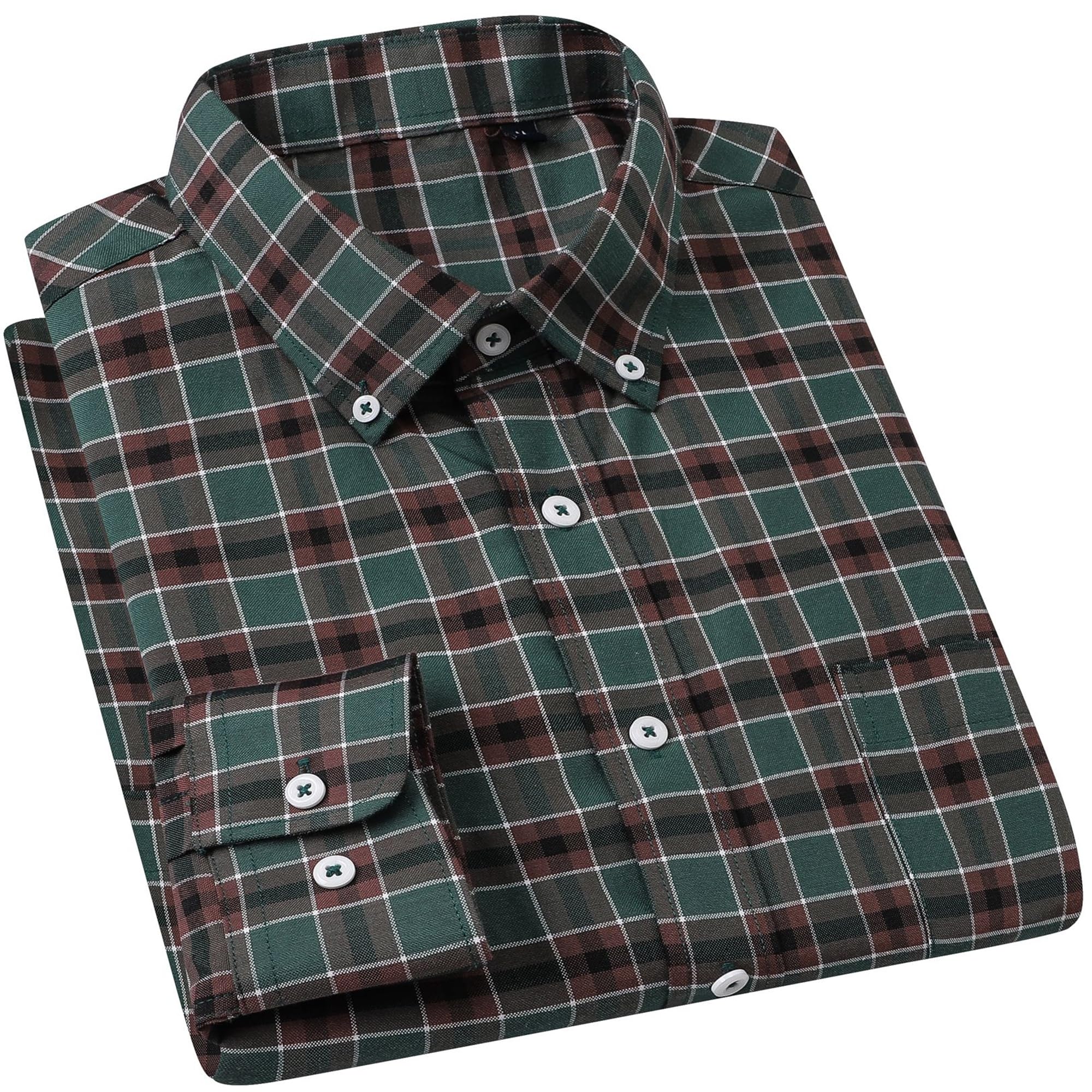 Cromoncent Mens Cotton Oxford Shirt Long Sleeve Button Down Dress Shirts with Pocket