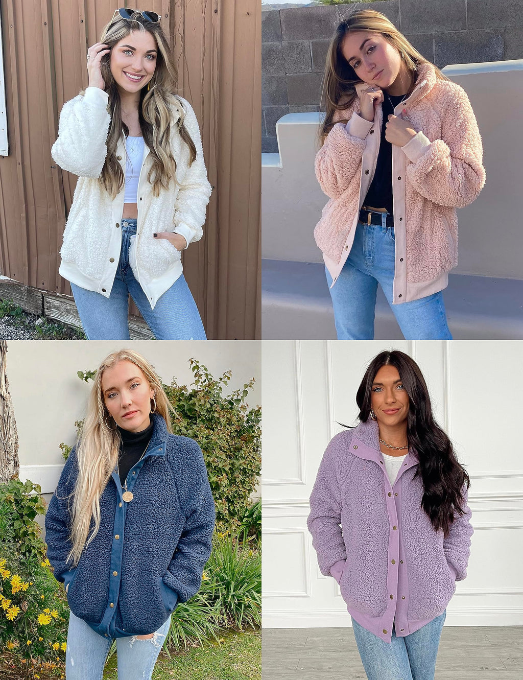 MEROKEETY Womens Fleece Sherpa Jacket Fall Winter Coats 2026 Fuzzy Button Down Warm Outerwear with Pockets
