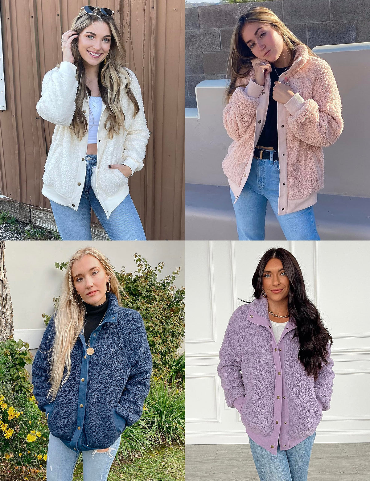 MEROKEETY Womens Sherpa Fleece Jacket 2026 Fall Casual Fuzzy Winter Coats