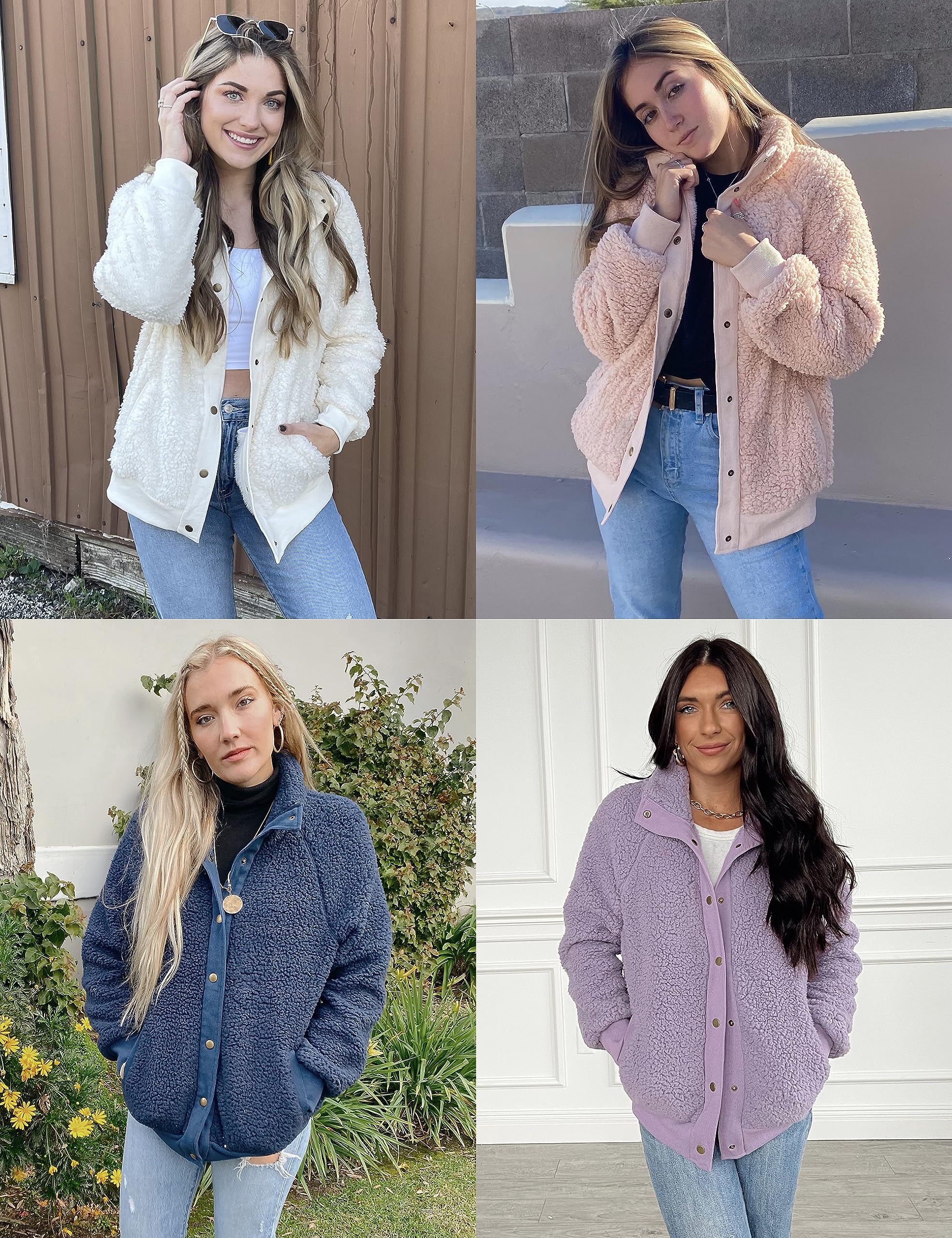 MEROKEETY Womens Fleece Sherpa Jacket Fall Winter Coats 2026 Fuzzy Button Down Warm Outerwear with Pockets