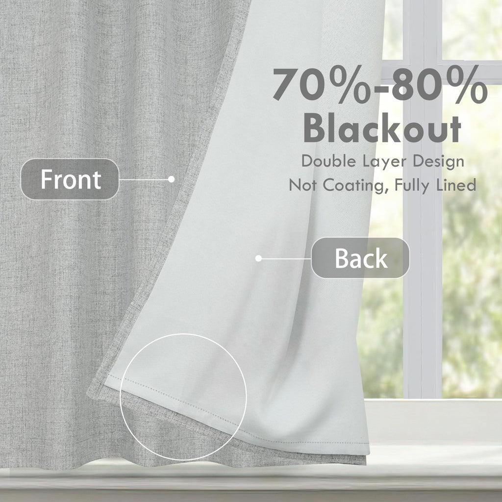 DriftAway Double Layer Linen Blackout Tie Up Curtains Thermal Insulated Fully Lined Balloon Roman Shade Bathroom Window Adjustable Rod Pocket for Small Window 25 Inch by 47 Inch Beige