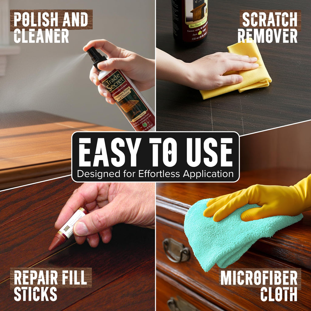 Trade Secret Scratch Concealer for Dark Wood Furniture & Floors – Dark Brown Shade Stain Covers Nicks, Scuffs, Dog & Cat Scratches, Minor Defects – Real Wood Only