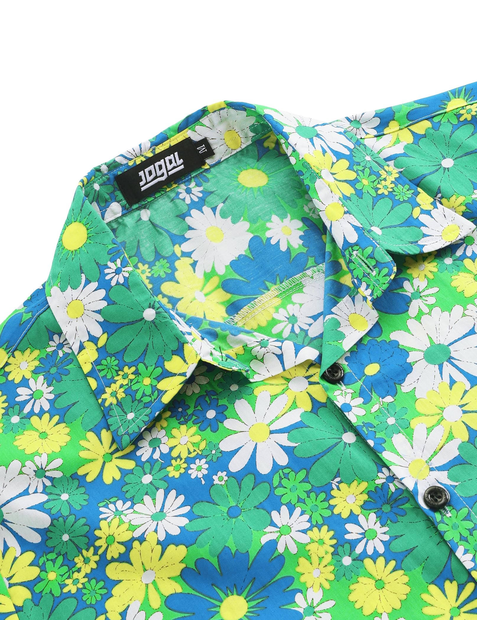 JOGAL Men's Flower Casual Short Sleeve Aloha Hawaiian Shirt