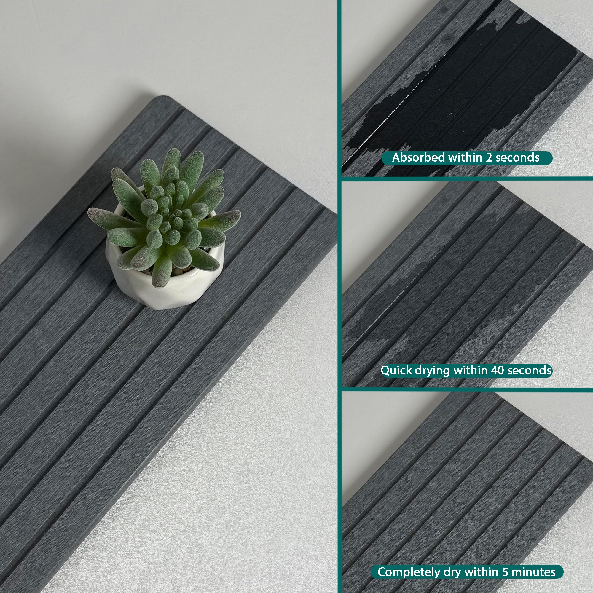 NiuYichee 2 PCS Water Absorbent diatomite Coasters, 7.1" x 3.5" Water Absorbing Stone Tray for Sink, Stone Drying mat for Kitchen Counter, Stone soap Tray Used for Hand Soaps & toiletries & Plants