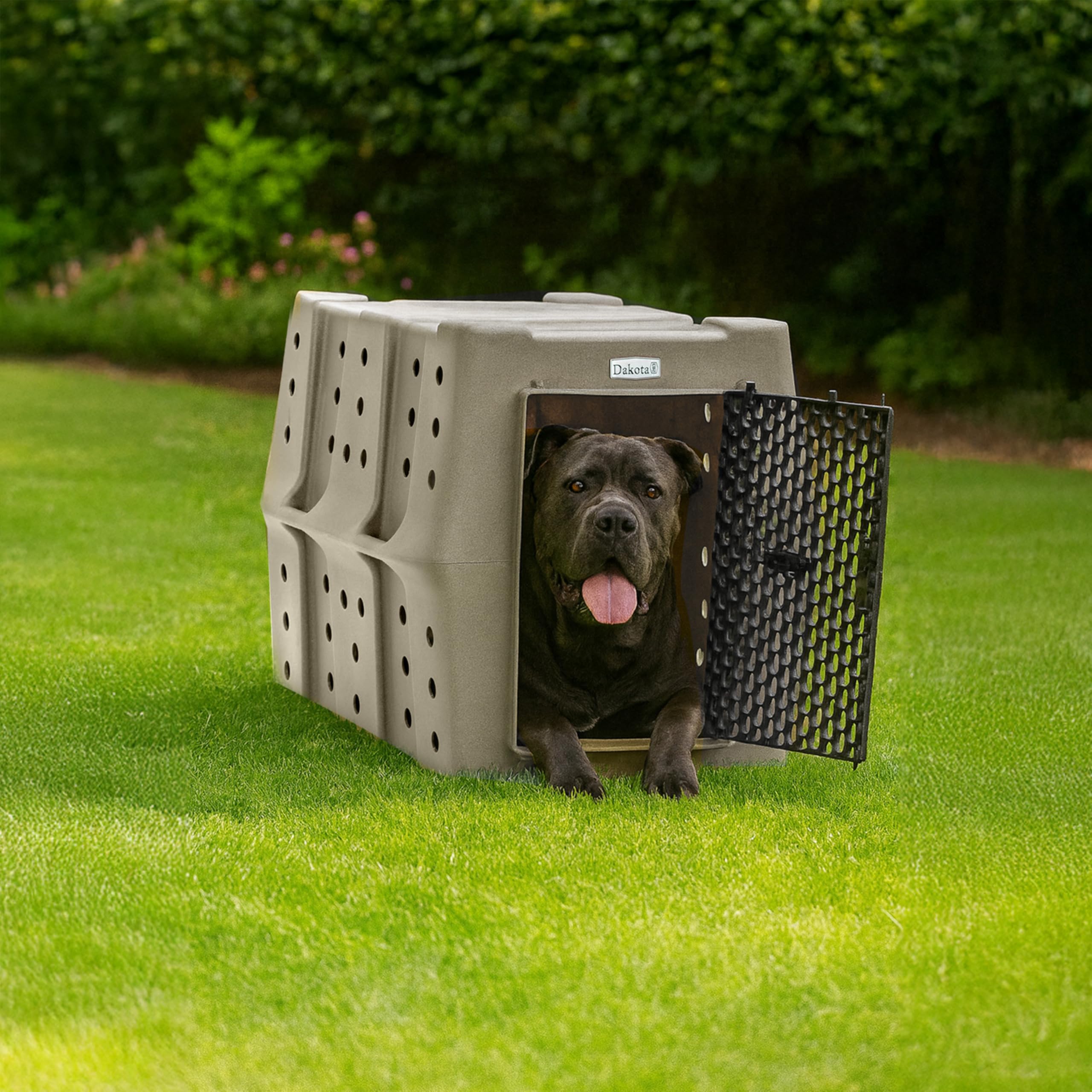 Dakota 283 Canine Rough and Tough Economy Dog Crate w/ Removable Two-Way Door - Heavy Duty Outdoor Kennel for Medium Breed Dogs (Coyote Granite, Intermediate)