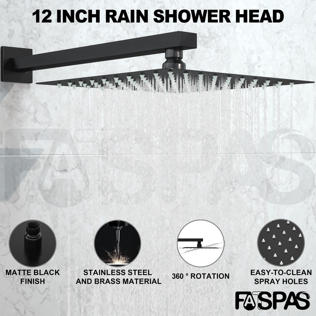 Brushed Gold Shower System with 10-Inch Rain Showerhead and Tub Spout | cUPC-certified pressure balance brass valve to prevent scalding, CEC-certified air injection technology for low pressure