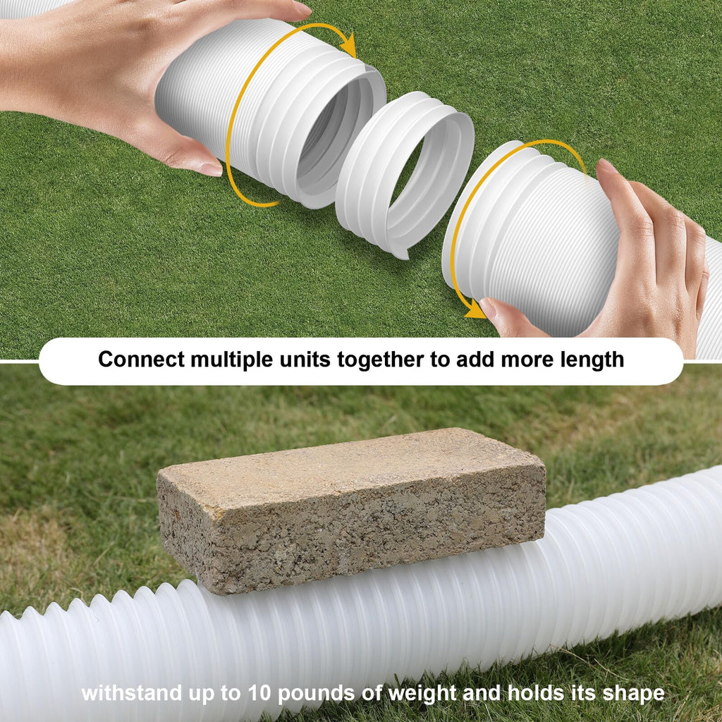 plusgutter 2 Pack Rain Gutter Downspout Extensions, Flexible Downspout Extender with 58"+68" Extendable Pipes for Rain Water Drainage, Durable Down Spout Drain Extension with Connector (Black)