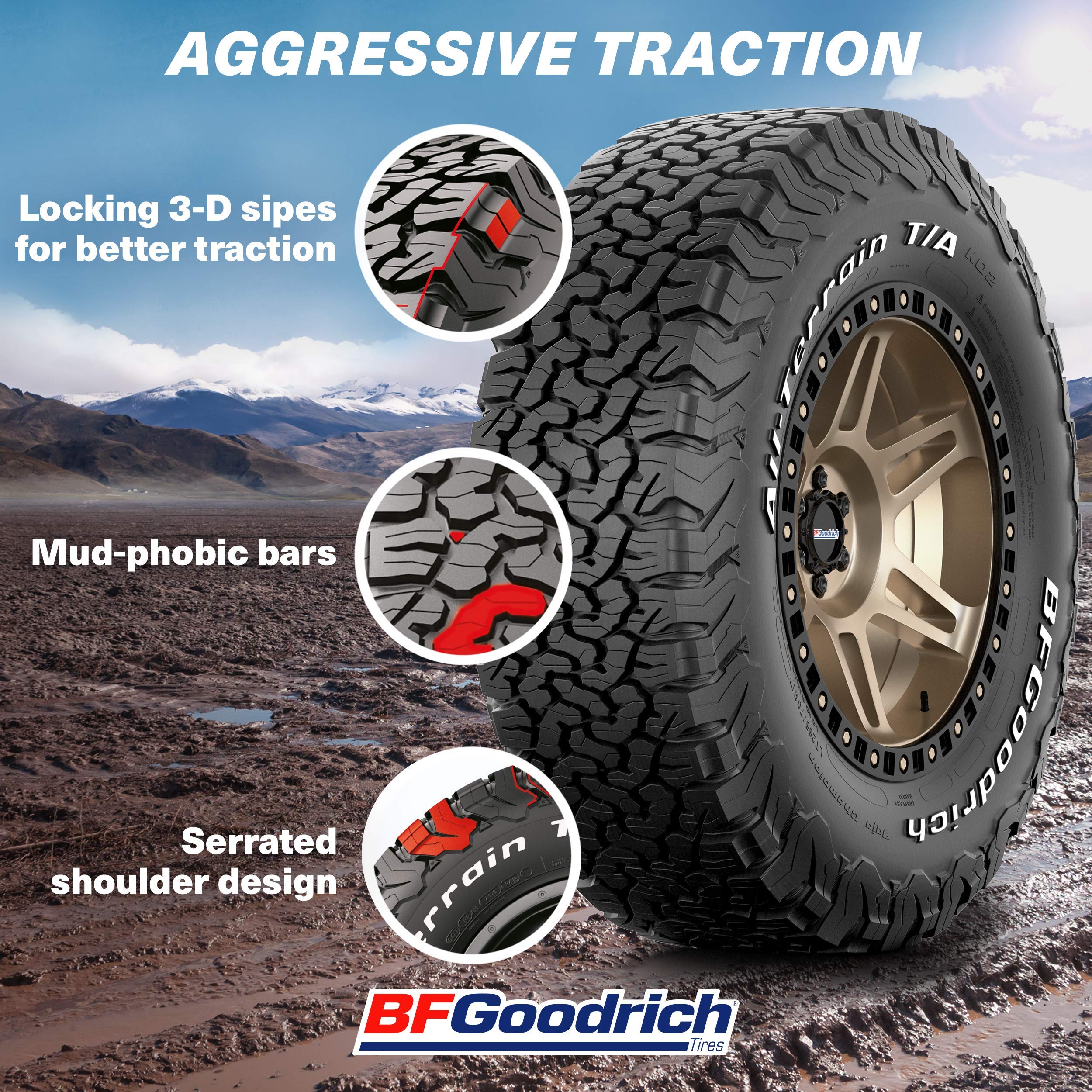 BFGoodrich All Terrain T/A KO2 Radial Car Tire for Light Trucks, SUVs, and Crossovers, LT215/65R16/D 103/100S