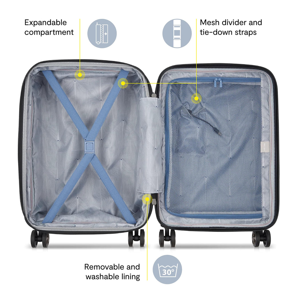 DELSEY PARIS Cruise 3.0 Hardside Expandable Luggage with Spinner Wheels, Black, Carry on 20 Inch