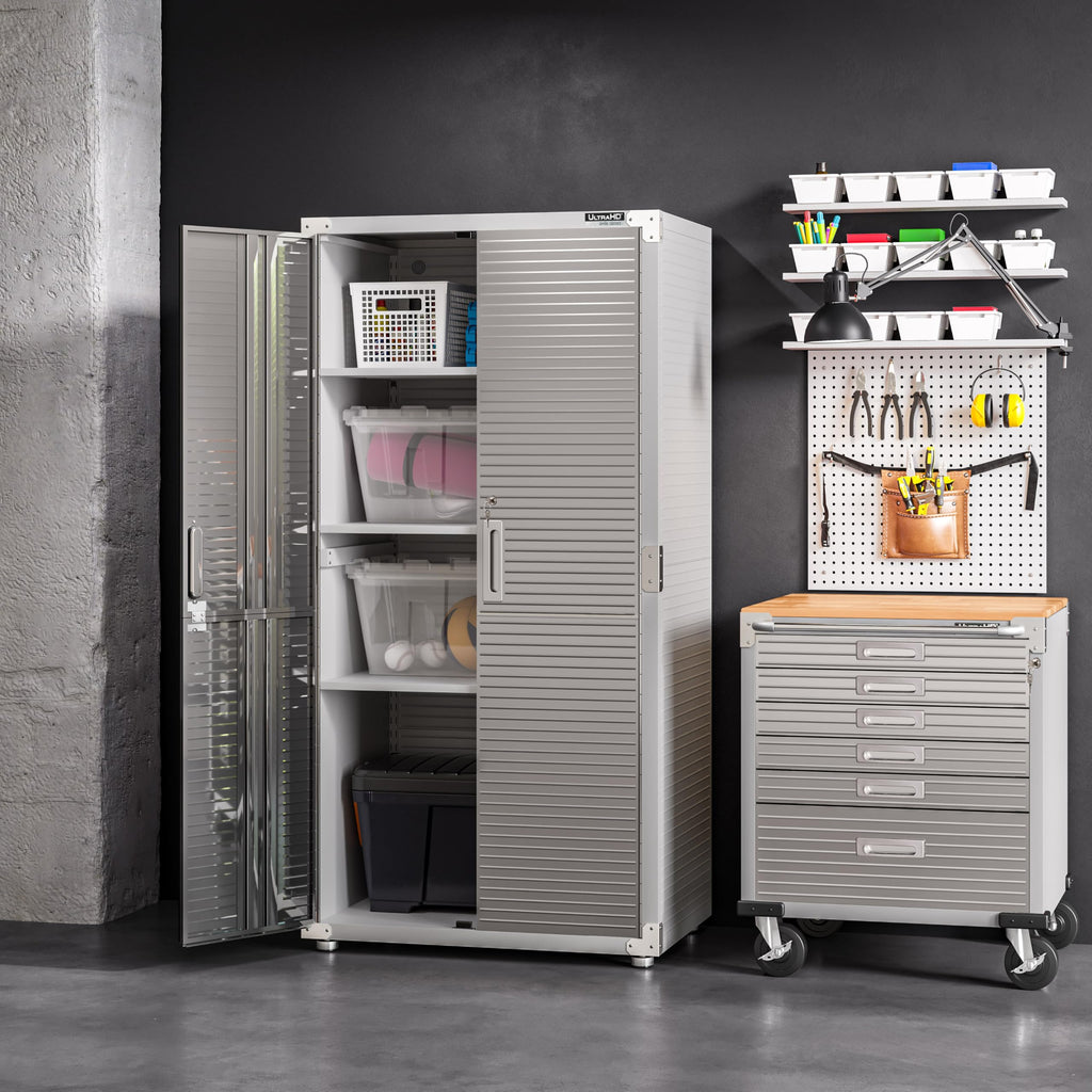 Seville Classics UltraHD Solid Steel Lockable Metal Storage Cabinet Locker Organizer, w/Adjustable Shelves for Garage, Warehouse, Office, Classroom, Granite, 30" W x 18" D x 72" H